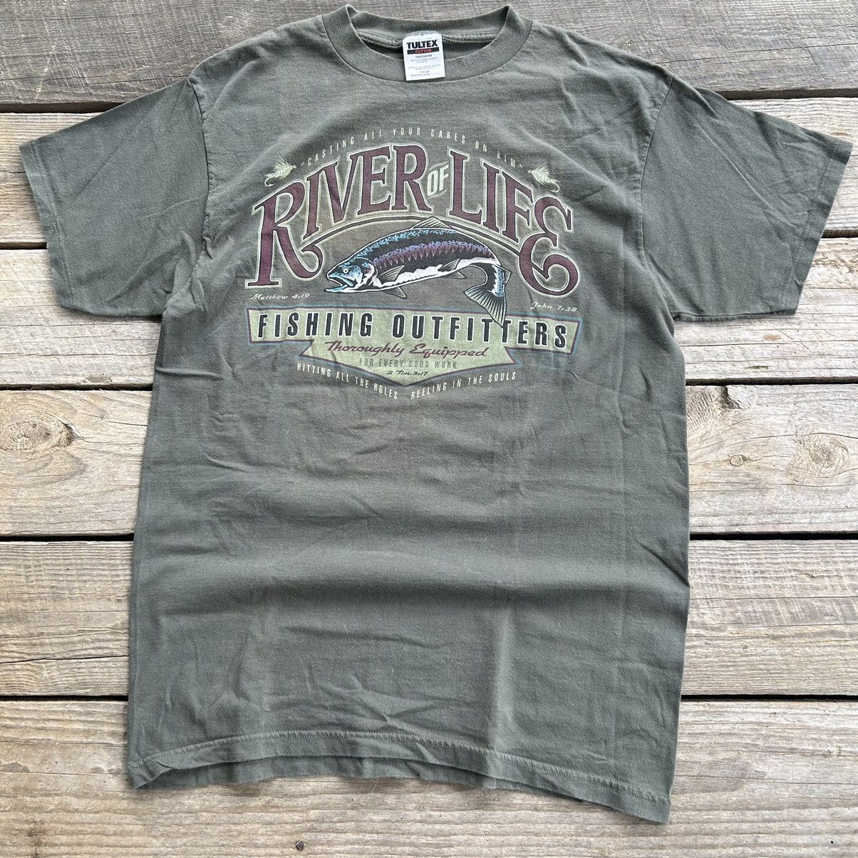 Vintage Vintage 90s River Of Life Fishing Religious Jesus T Shirt Size US L / EU 52-54 / 3 - 2 Thumbnail