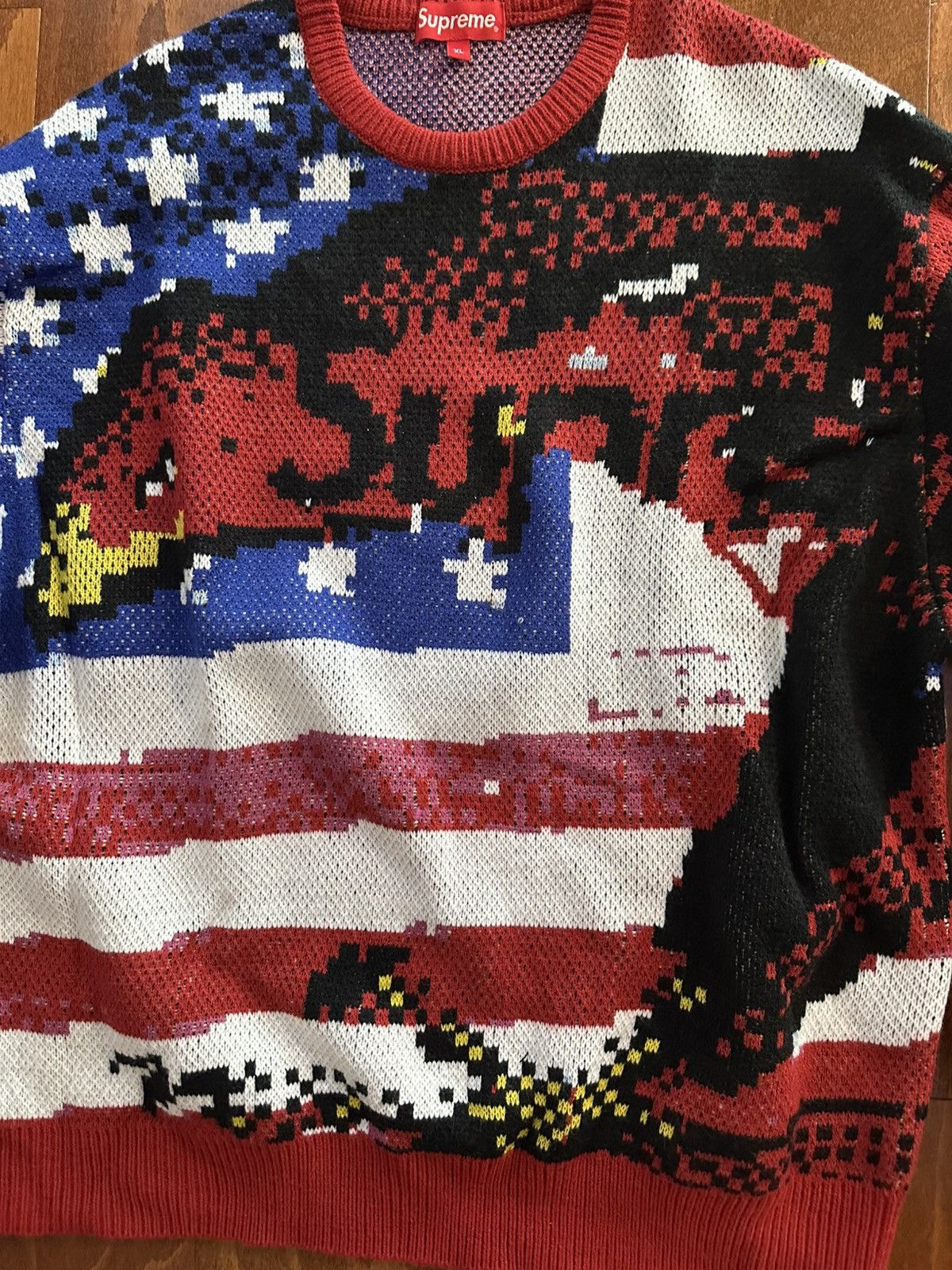 Supreme Supreme Digital Flag Sweater | Grailed