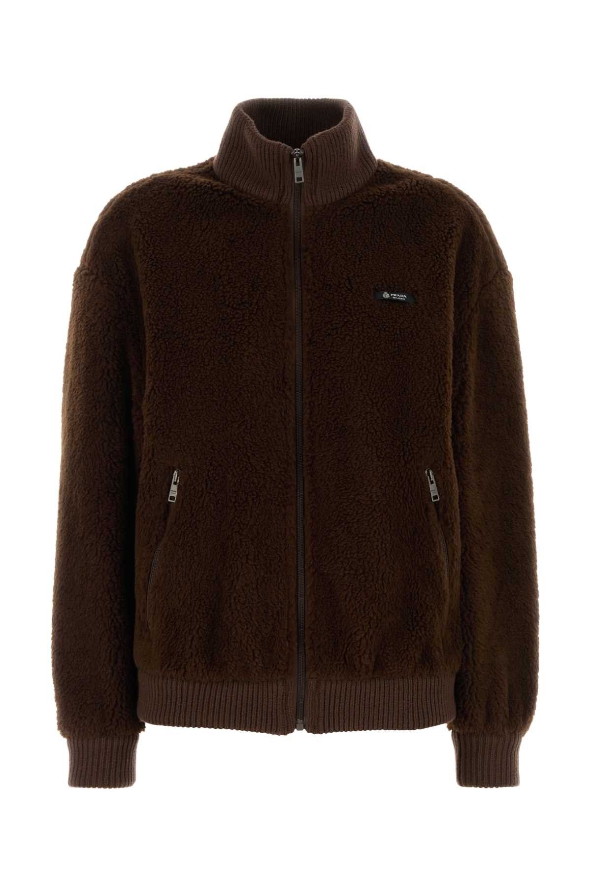 Prada Brown Pile Bomber Jacket Size XS / US 0-2 / IT 36-38 - 1 Thumbnail