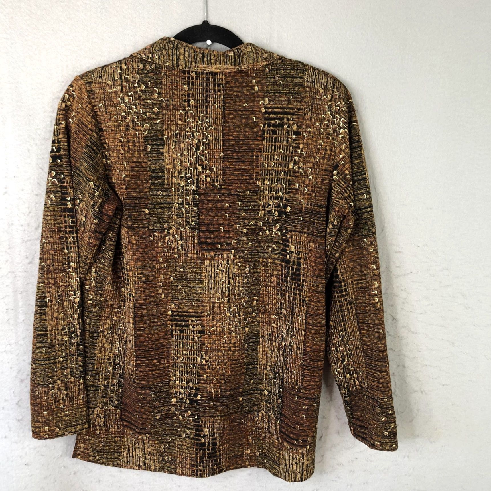 Laura Ashley VINTAGE Laura Ashley Jacket Womens Small Brown Abstract Textured Knit One Button Blazer Size S / US 4 / IT 40 - 2 Thumbnail
