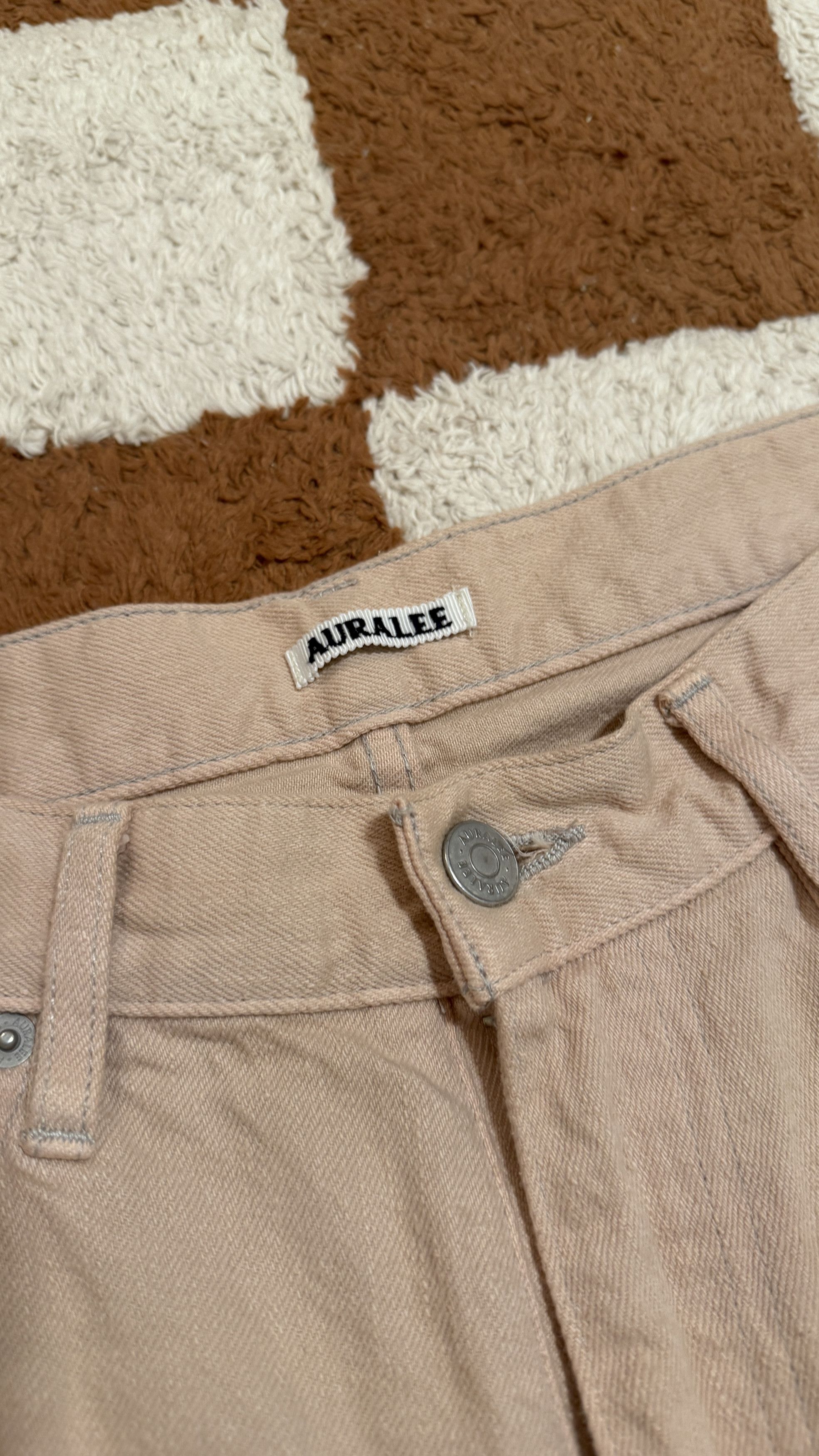 Auralee Auralee Botanical Dyed Selvedge Denim Pants Natural Pink 