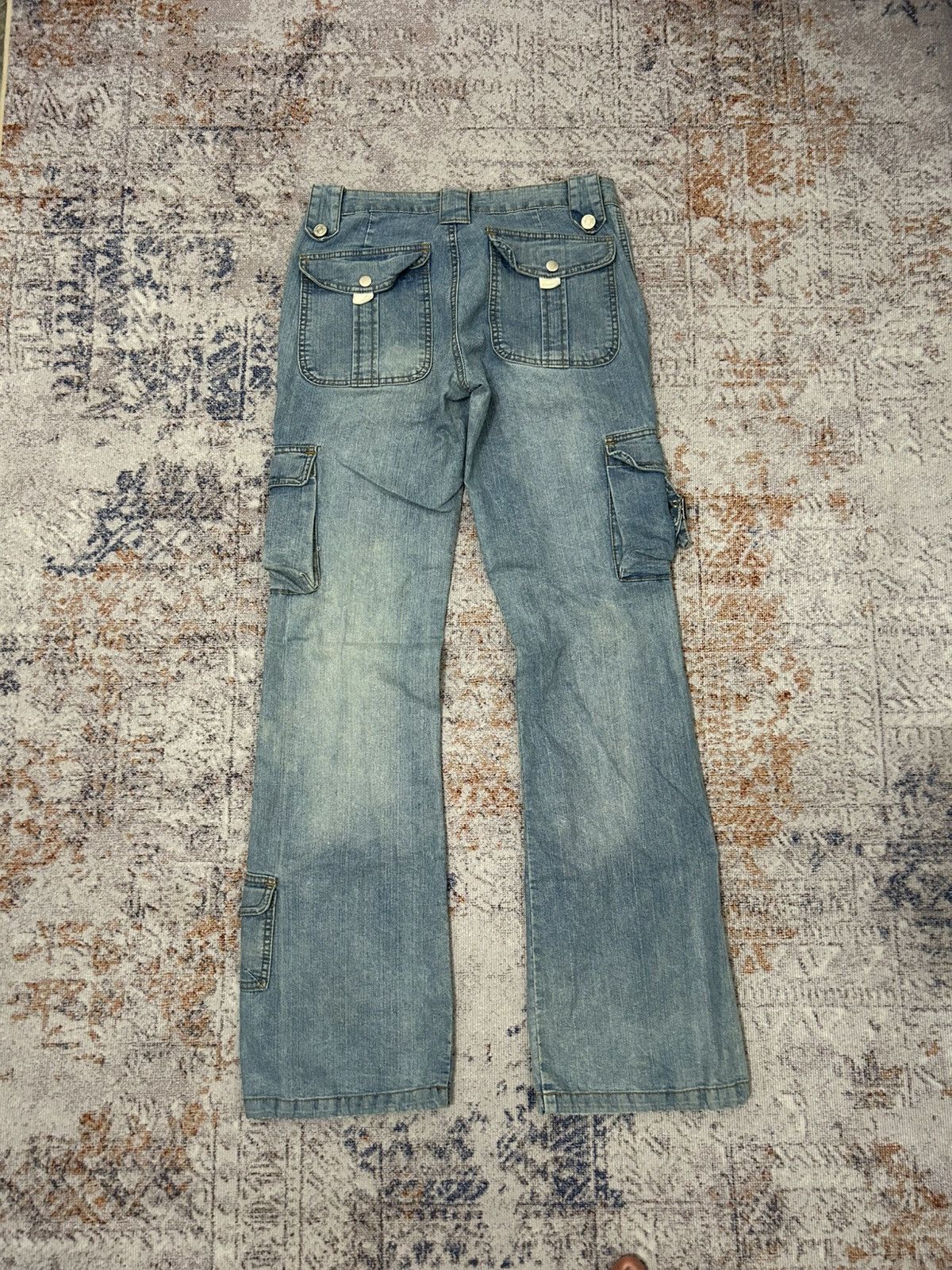 Japanese Brand Diva Cargo Multipocket Flare Jeans Size US 29 - 3 Thumbnail