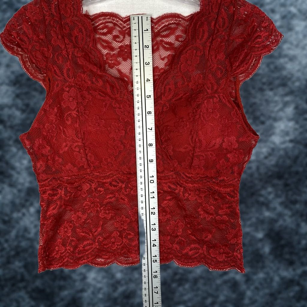 Vintage Kathy Top Womens LXL Red Lace V Neck Pullover Sexy Lingerie Club Size XL / US 12-14 / IT 48-50 - 1 Thumbnail