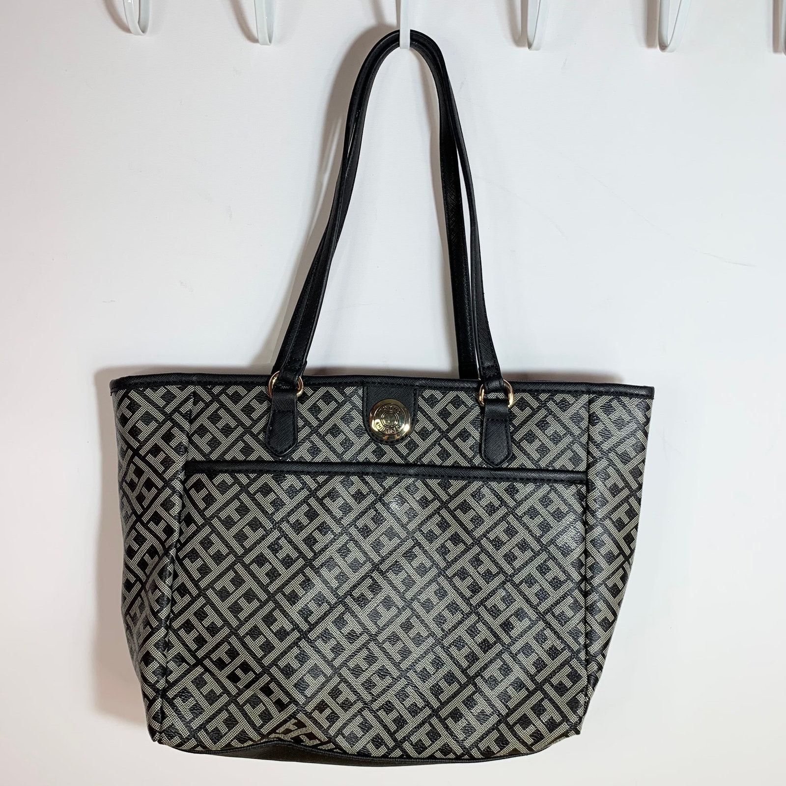 Tommy Hilfiger Tommy Hilfiger Womens Tote Bag Black-White Size Medium Purse Size ONE SIZE - 1 Thumbnail
