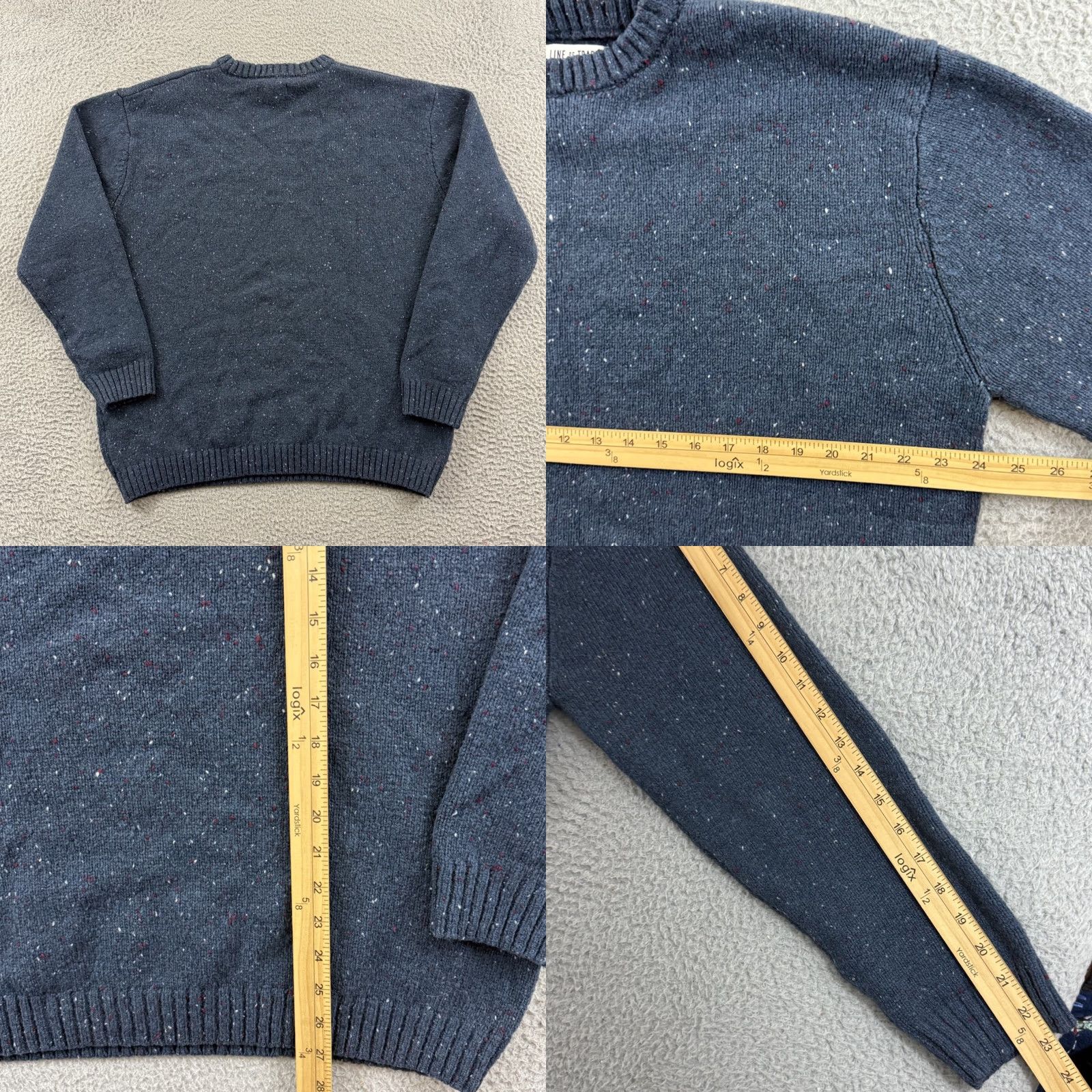 Vintage Line Of Trade Sweater Mens 2XL Blue Wool Blend Fleck Elbow Patches Knit Pullover Size US XL / EU 56 / 4 - 8 Thumbnail