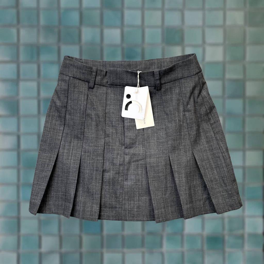 Vintage Commense Skirt Womens Small Gray Heathered Mini Pleated Lined Stretch Minimalist Size 28" / US 6 / IT 42 - 1 Thumbnail