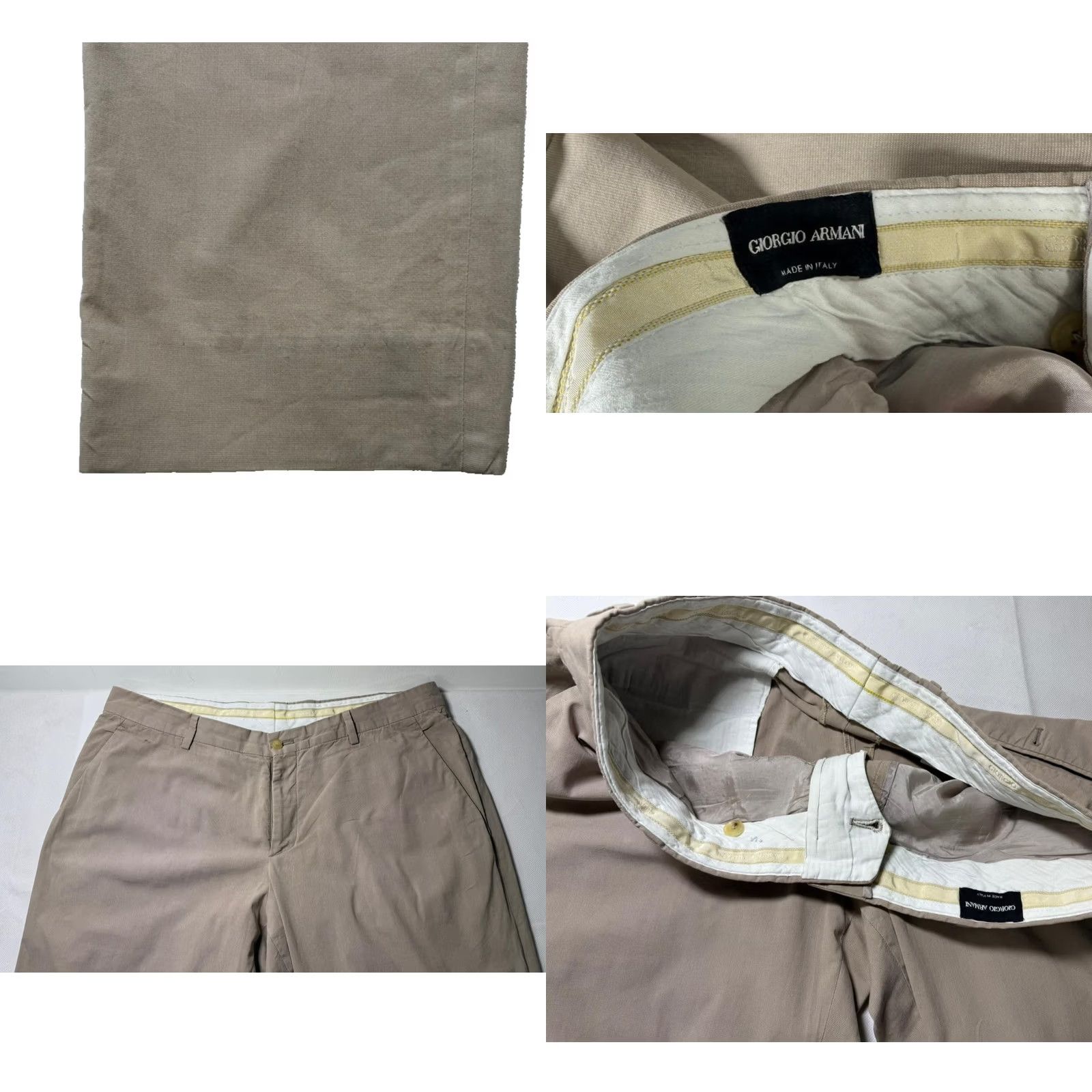 Giorgio Armani Giorgio Armani Men's Beige Pants Classic Fit 42 Cotton Trousers | Made In Italy Dress Pants, Flat Front, Inseam 30 in, Waist 40 in, Beige, Formal, Men Size US 42 / EU 58 - 8 Thumbnail