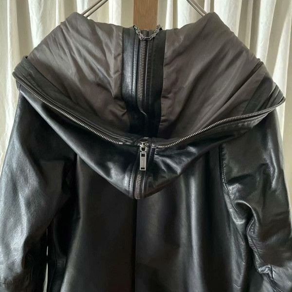 Japanese Brand 02DERIV Leather Jacket Hooded Zip. Size US L / EU 52-54 / 3 - 5 Thumbnail