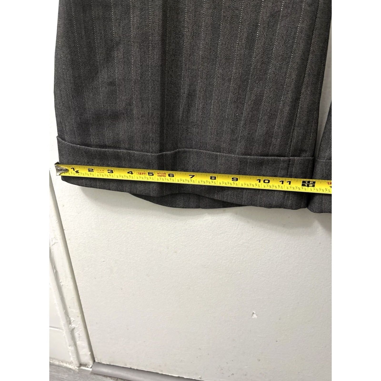 Old Navy Old Navy Dress Womens 42x33 Gray Pants Grey Herringbone Pinstripe Wide Leg Cuffed NWT Size 28" / US 6 / IT 42 - 5 Thumbnail