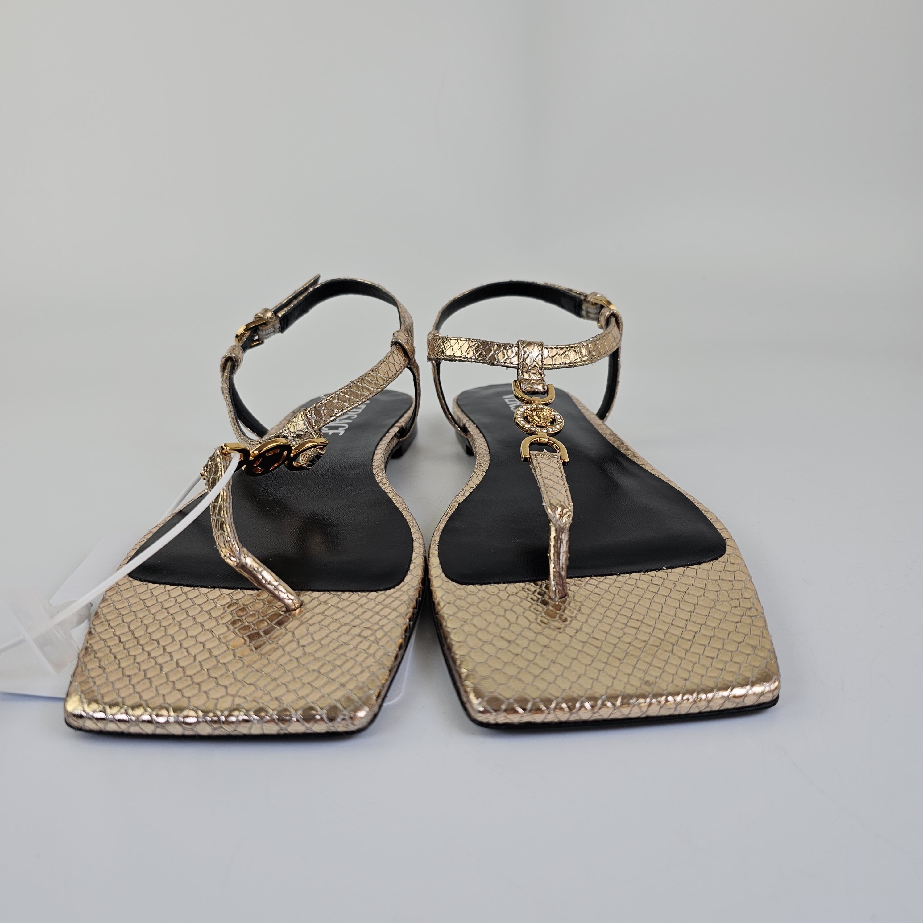 Versace Versace Medusa '95 Gold Leather Flat Sandals New Size US 7 / IT 37 - 17 Thumbnail