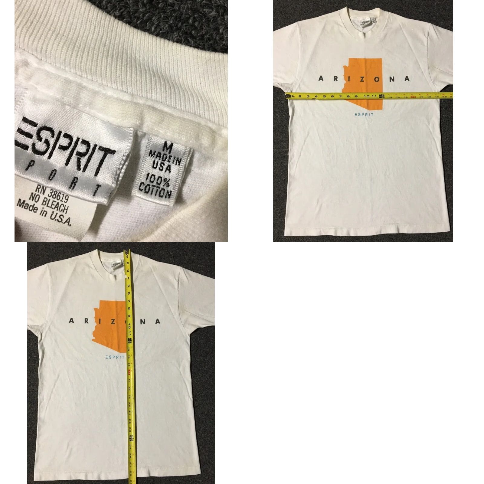 Esprit VINTAGE ESPRIT Arizona Faded Spellout Shirt M USA Track Skate Surf Grunge 90s 80s White Men M Regulations: no refunds Size US M / EU 48-50 / 2 - 9 Thumbnail