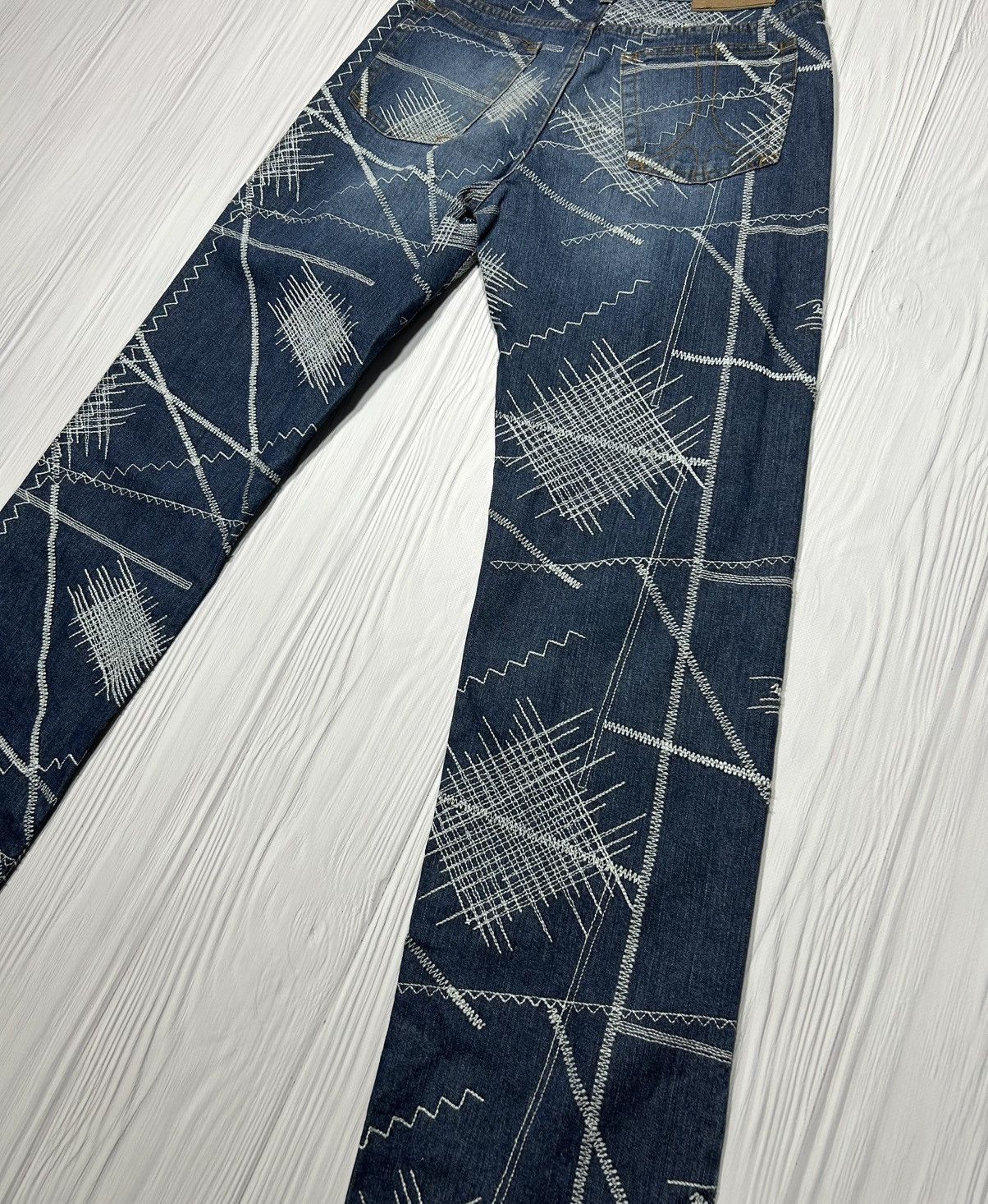 Moschino Rare Vintage Moschino Embroidered Stitch Denim Jeans Size US 33 - 8 Thumbnail