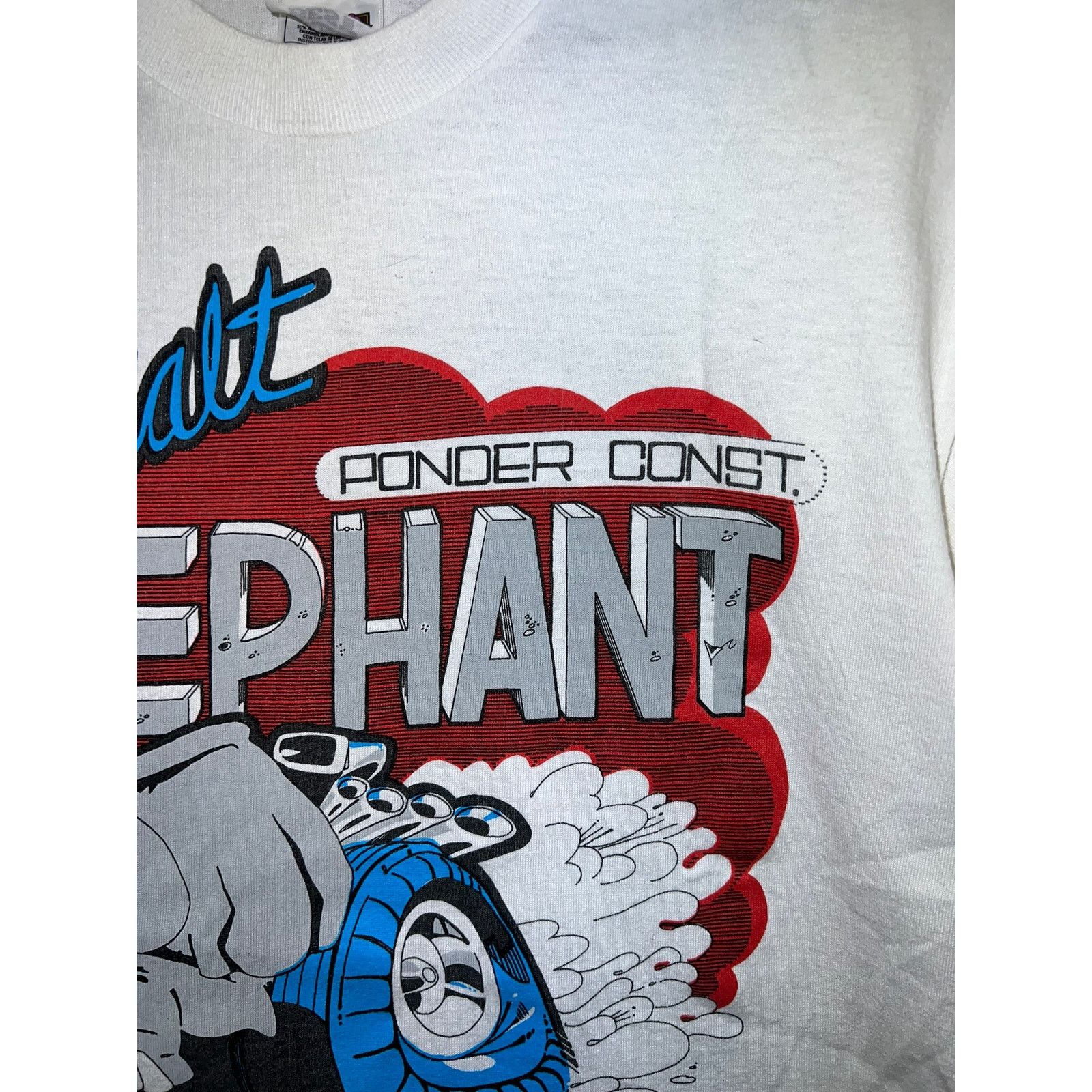 Fruit Of The Loom Vintage Elephant Shirt Asphalt Construction Animal Tee 90s M Size US M / EU 48-50 / 2 - 4 Thumbnail