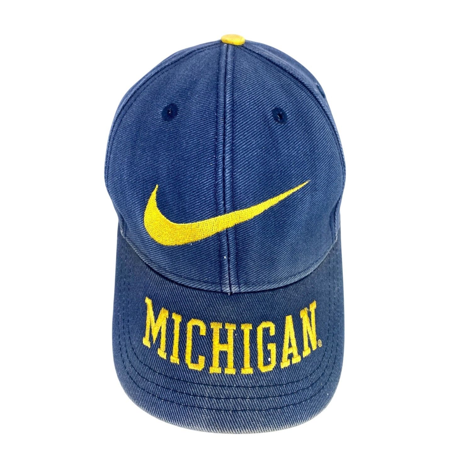 Nike Vtg Nike Michigan Wolverines Swoosh Spellout Snapback Hat Size ONE SIZE - 2 Thumbnail
