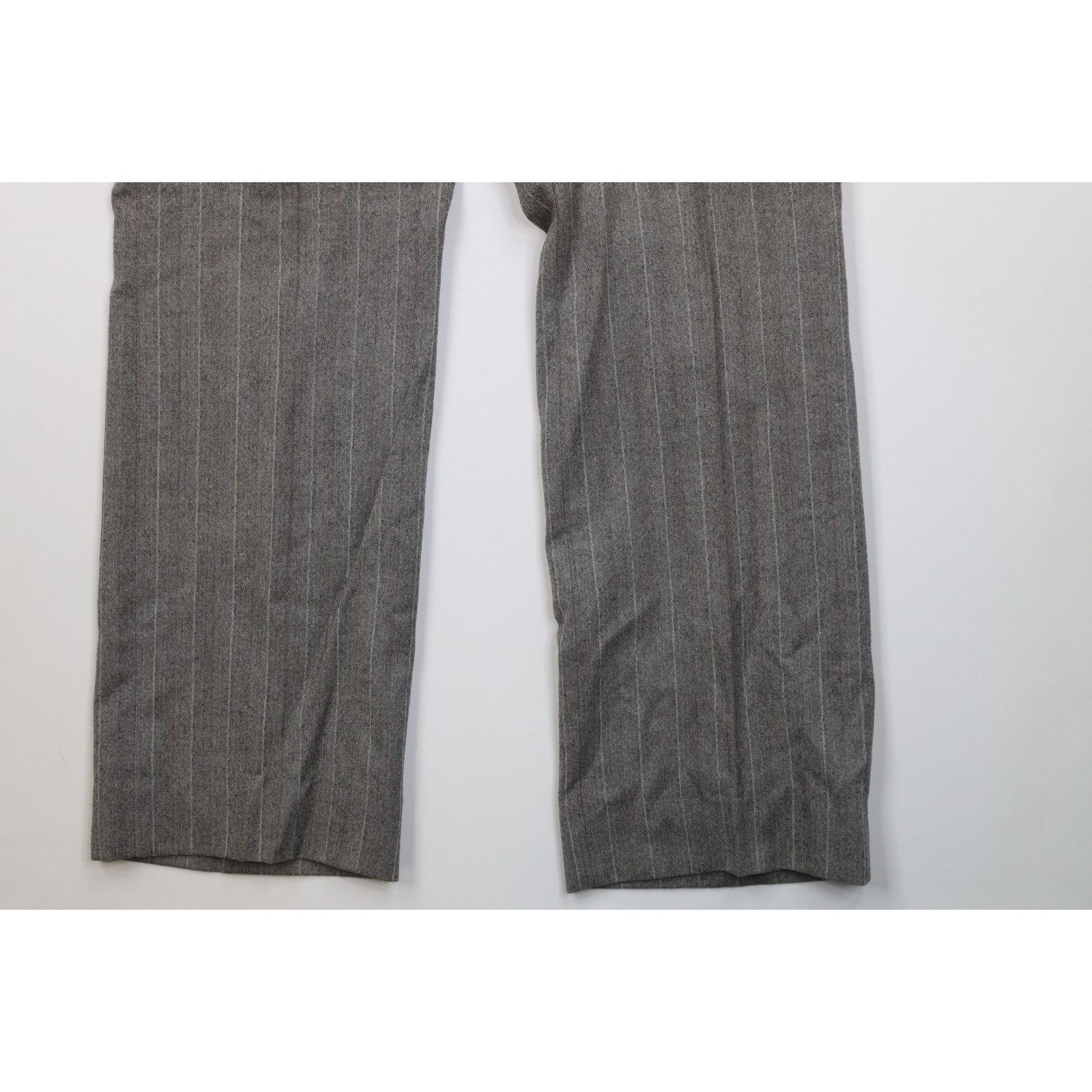 Vintage Vintage 70s Heavy Wool Herringbone 3 Piece Suit Wedding Size 44L - 19 Thumbnail