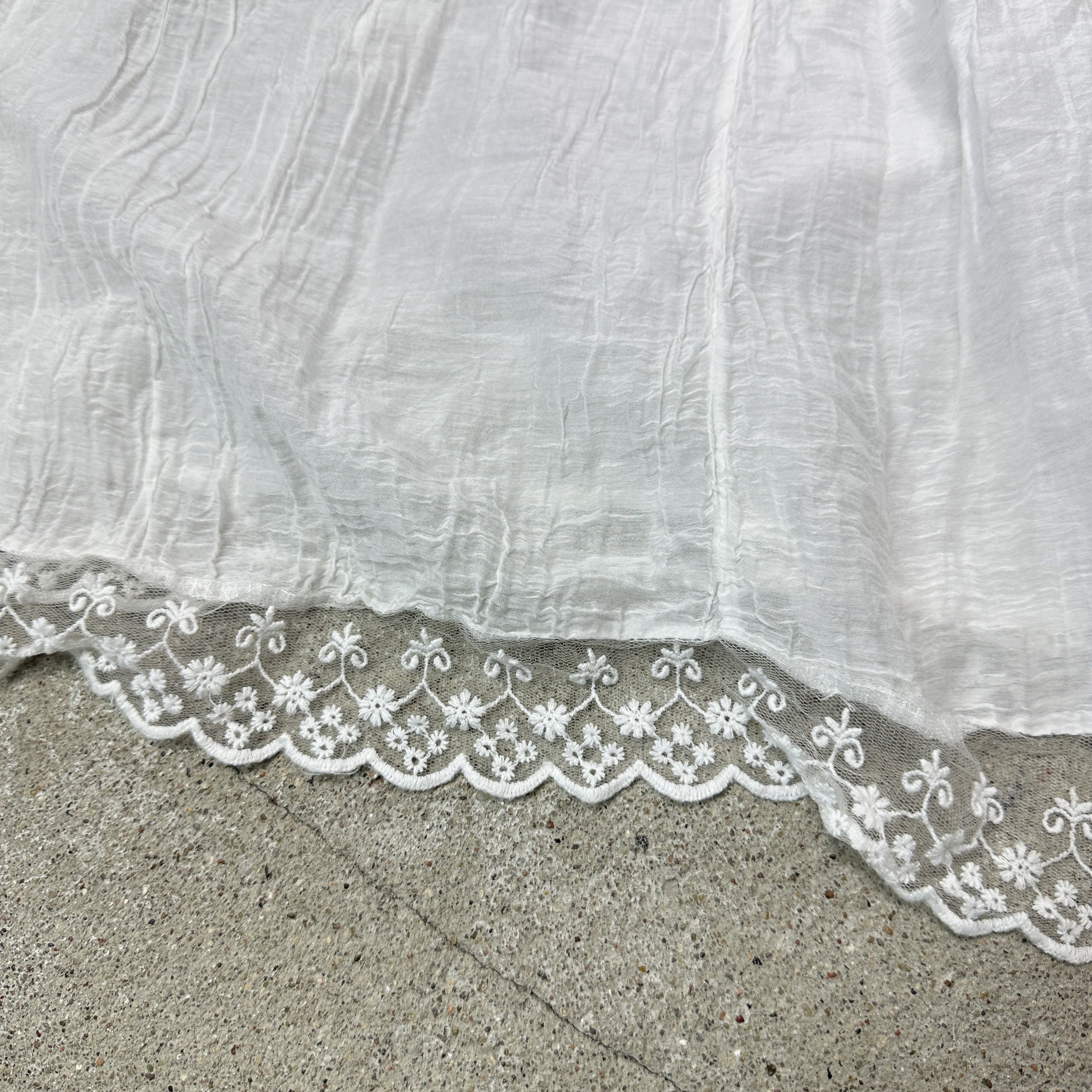 Vintage Vintage Boho Preppy Sheer White Lace Maxi Skirt Y2K Size 26" / US 2 / IT 38 - 4 Thumbnail