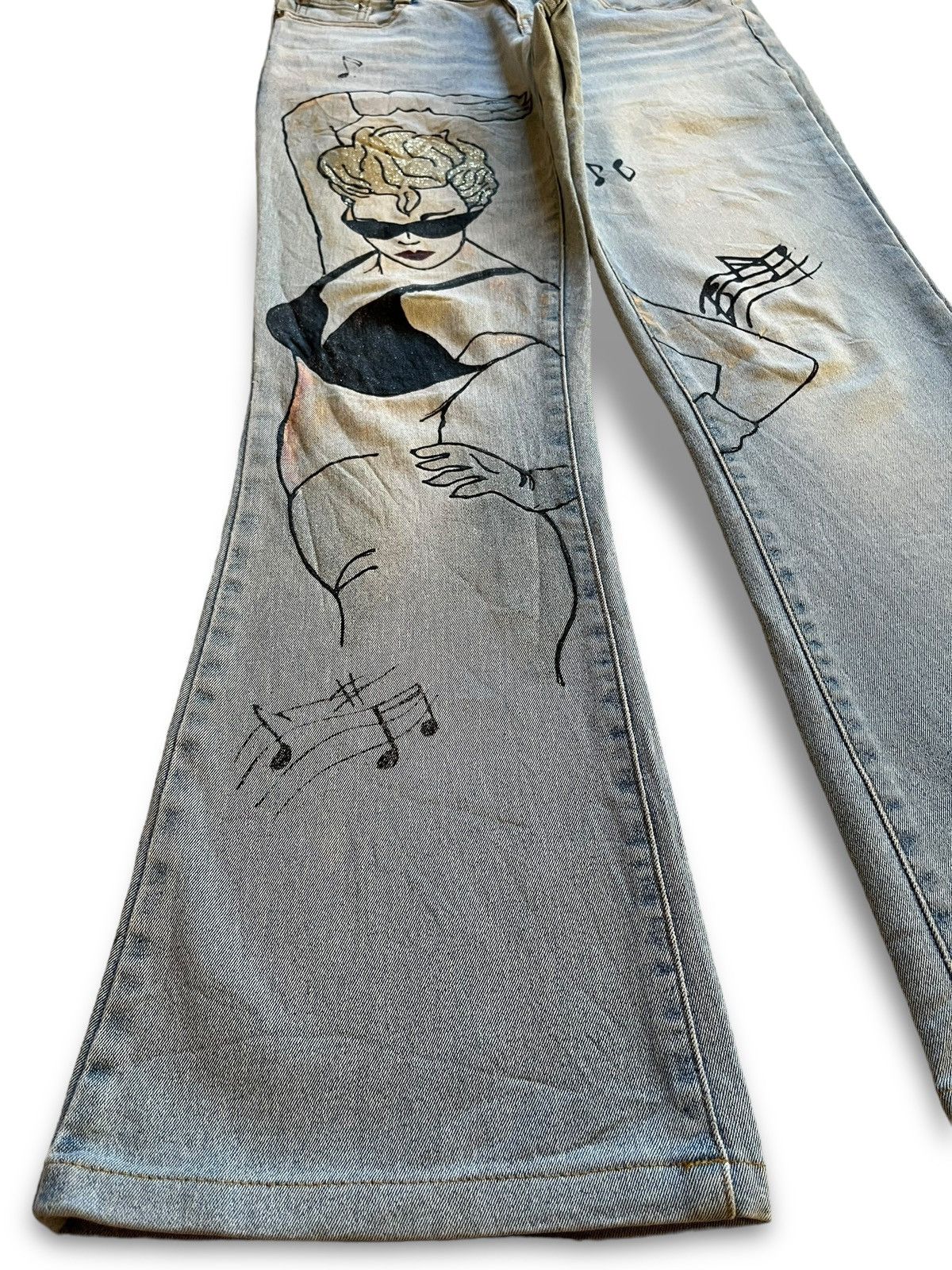 Japanese Brand SALES 🔥 Vintage Japanese Brand Blue Wash Flare Jeans Size 29" - 6 Thumbnail