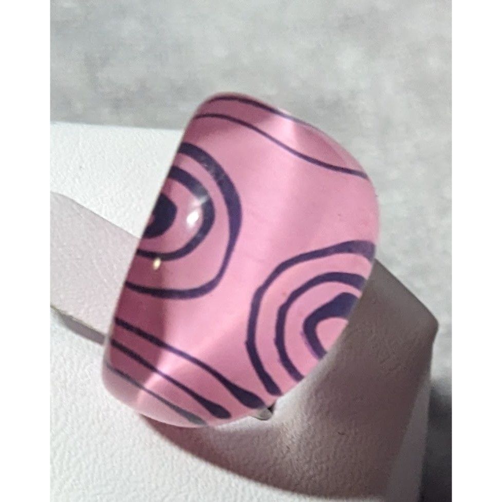 Other Bubblegum Pink And Purple Abstract Swirl Retro Chunky Ring S Size ONE SIZE - 8 Thumbnail