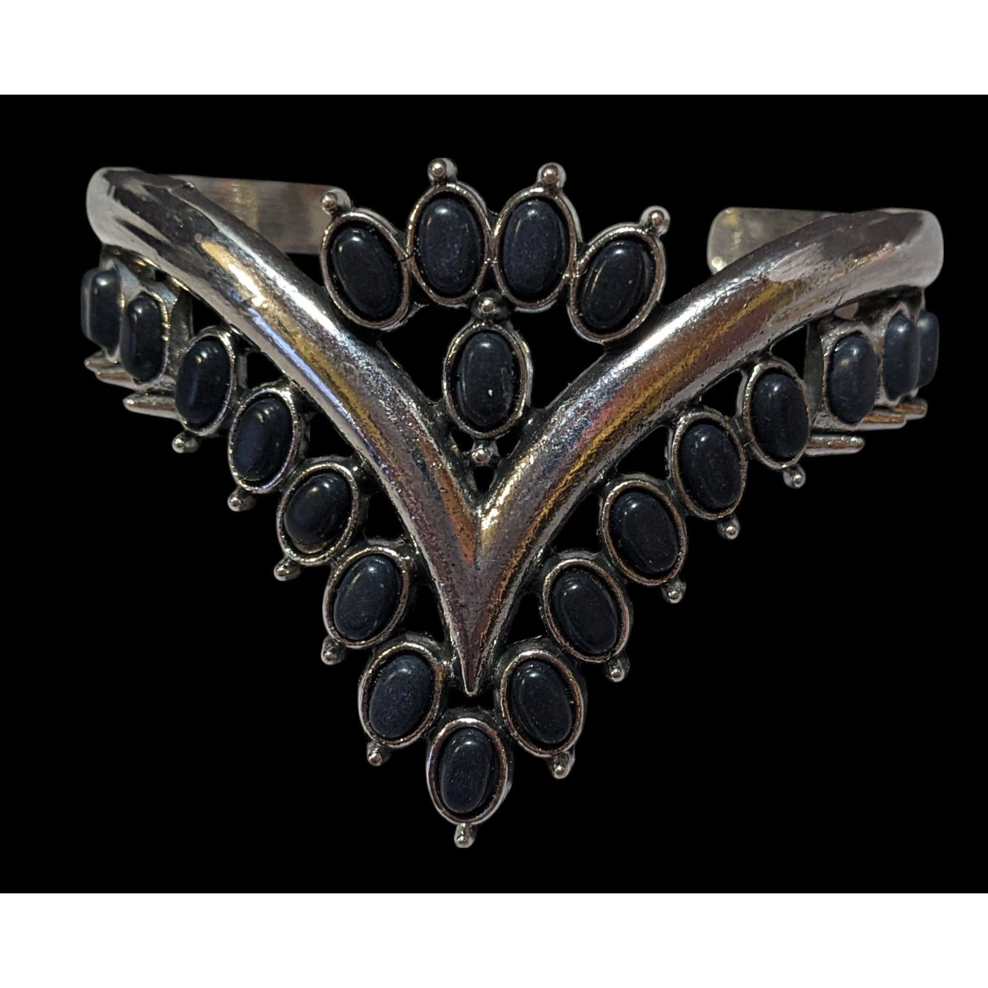 Other Gothic Vampire Black And Silver Tone Cuff Bracelet Size ONE SIZE - 1 Thumbnail