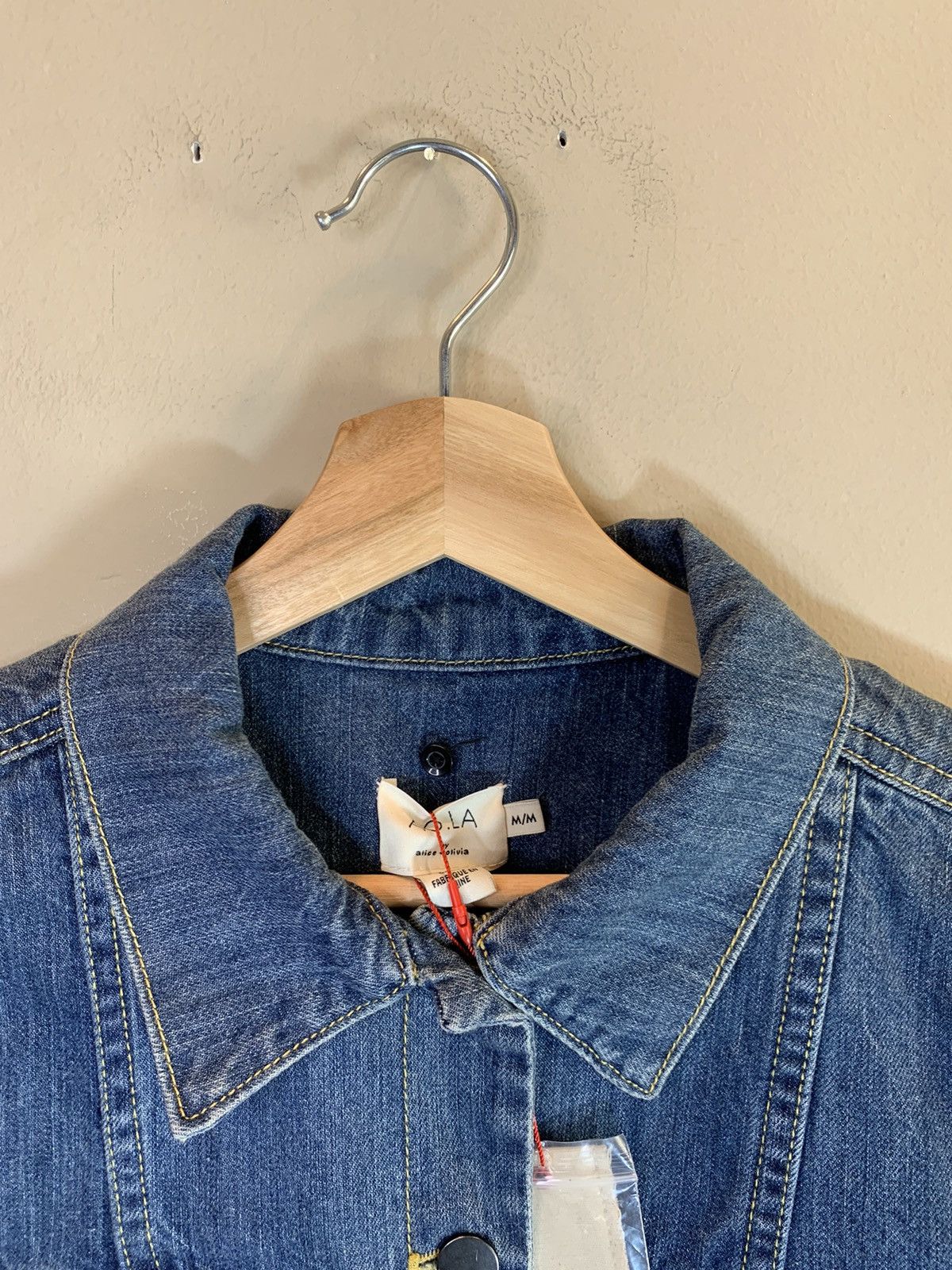 Alice + Olivia × Designer *RARE* New AO.LA Alice + Olivia Wool Layer Cuff Denim Jacket Size M / US 6-8 / IT 42-44 - 5 Thumbnail