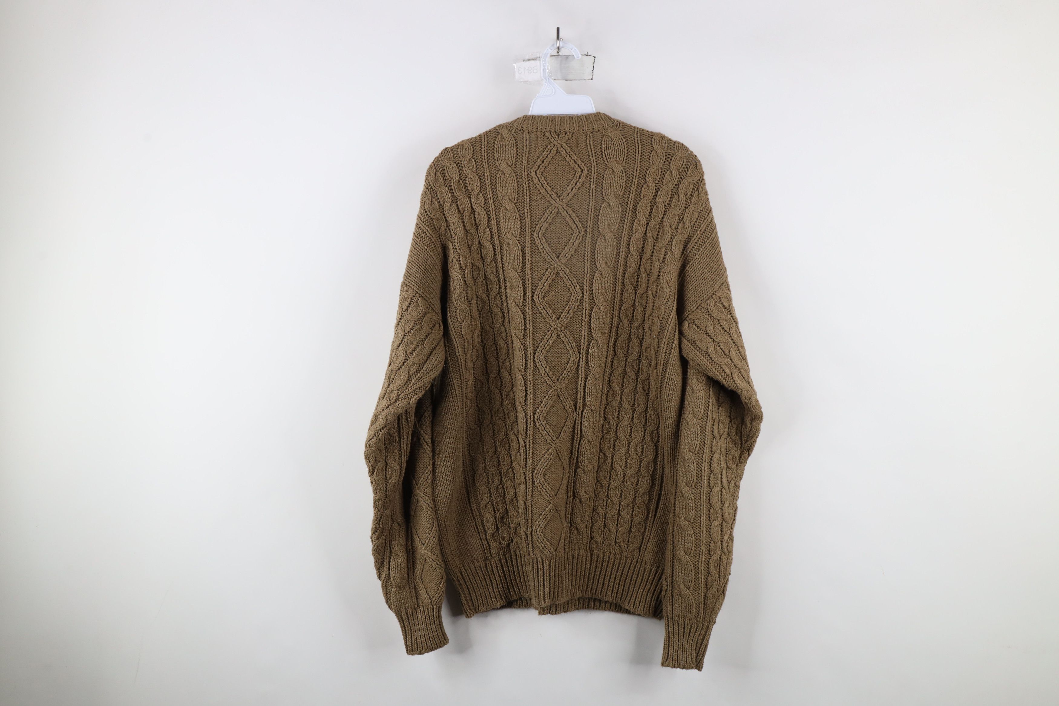 Vintage Vintage 90s Streetwear Cable Knit Fisherman Sweater Brown Size US L / EU 52-54 / 3 - 5 Thumbnail