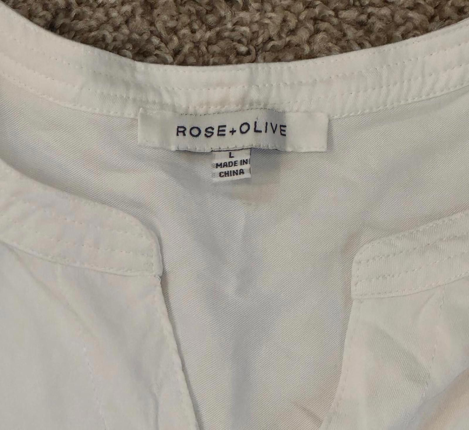 Other Rose + Olive White Large Rayon Women's Blouse Size L / US 10 / IT 46 - 2 Thumbnail