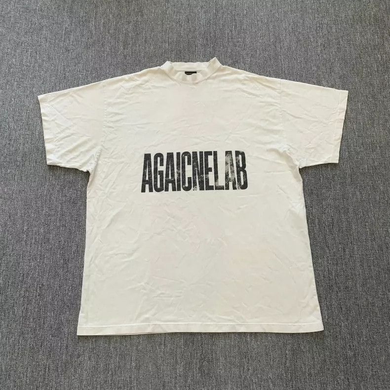 Balenciaga White mirror image flip logo short sleeve