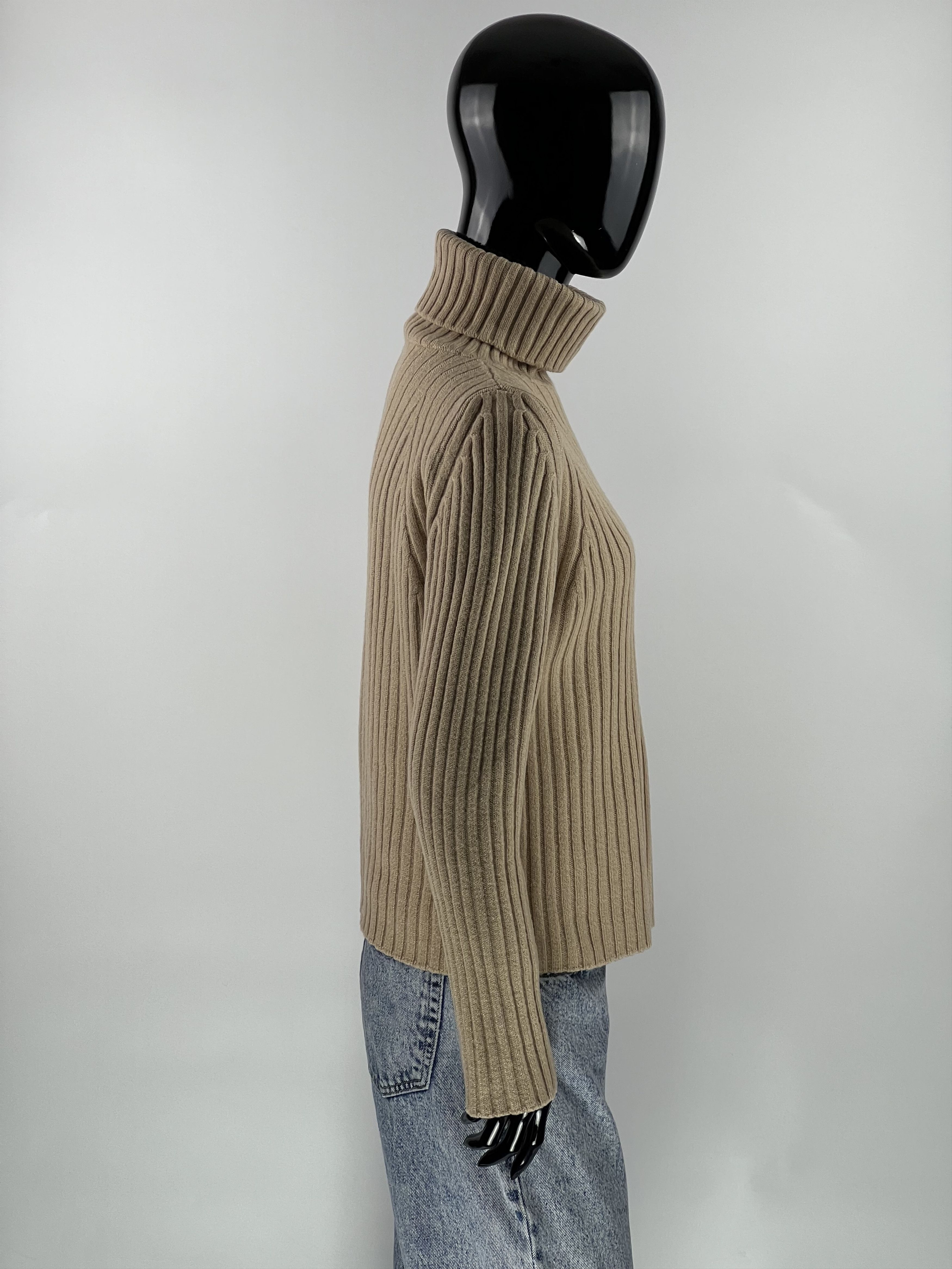 Designer × Vintage Georges Rech Vtg 100% Merino Wool Ribbed Turtleneck Sweater Size S / US 4 / IT 40 - 2 Thumbnail