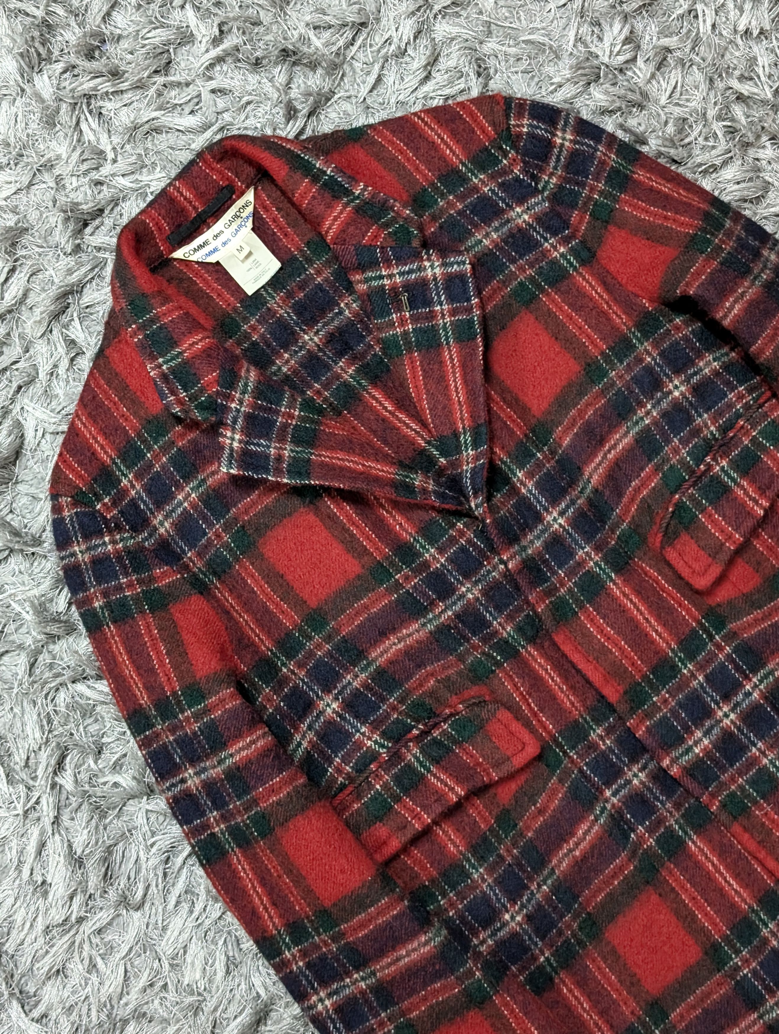 Comme des Garcons A/W 1998 Comme Des Garcons Red Check Wool Jacket Winter Coat Size M / US 6-8 / IT 42-44 - 5 Thumbnail
