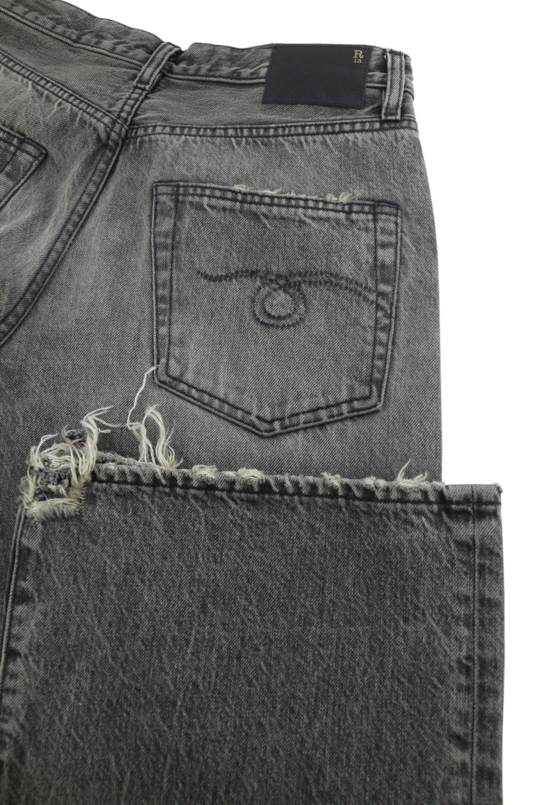 R13 D'ARCY LOOSE 25 Leyton Black Distress PF26 Jeans 88926 Size 25" / US 0 / IT 36 - 5 Thumbnail