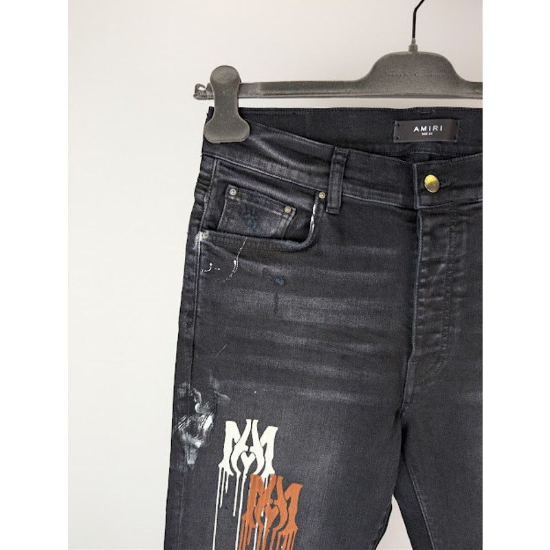 Amiri o1rshd1 MA Drip Skinny Denim Jeans in Aged Black Size US 34 / EU 50 - 6 Thumbnail