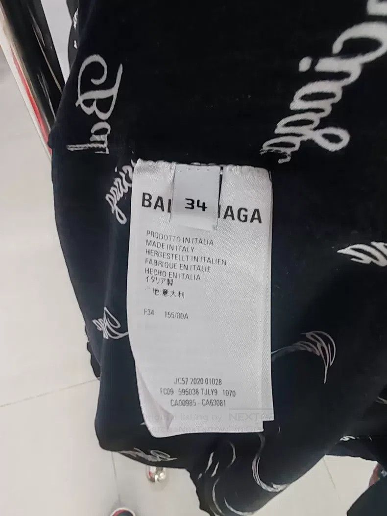 Balenciaga Balenciaga Black Full Print Logo Short Sleeve Shirt Size XXS / US 00 / IT 34 - 4 Thumbnail