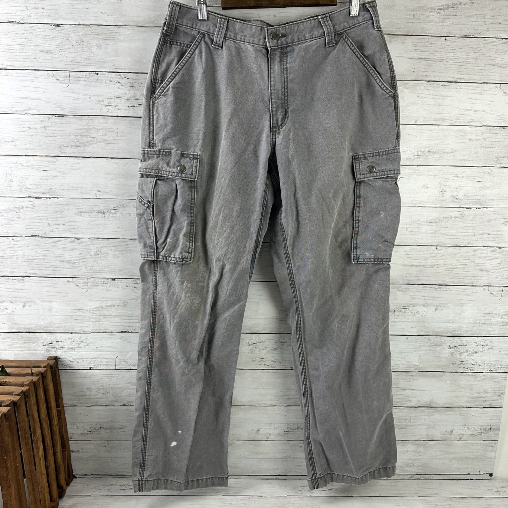 Carhartt Carhartt Cargo Pants Mens 36x32 Gray Workwear Casual Relaxed Fit Grunge Utility Pockets Solid Cotton Canvas Jeans Pants Mens Size US 36 / EU 52 - 4 Thumbnail