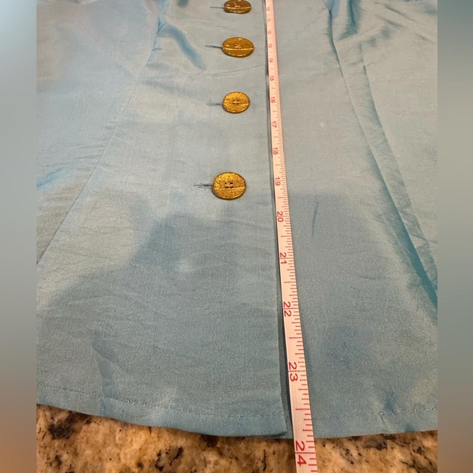 Agora Agora shimmery teal suit jacket/top large gold buttons SZ M Size M / US 6-8 / IT 42-44 - 8 Thumbnail