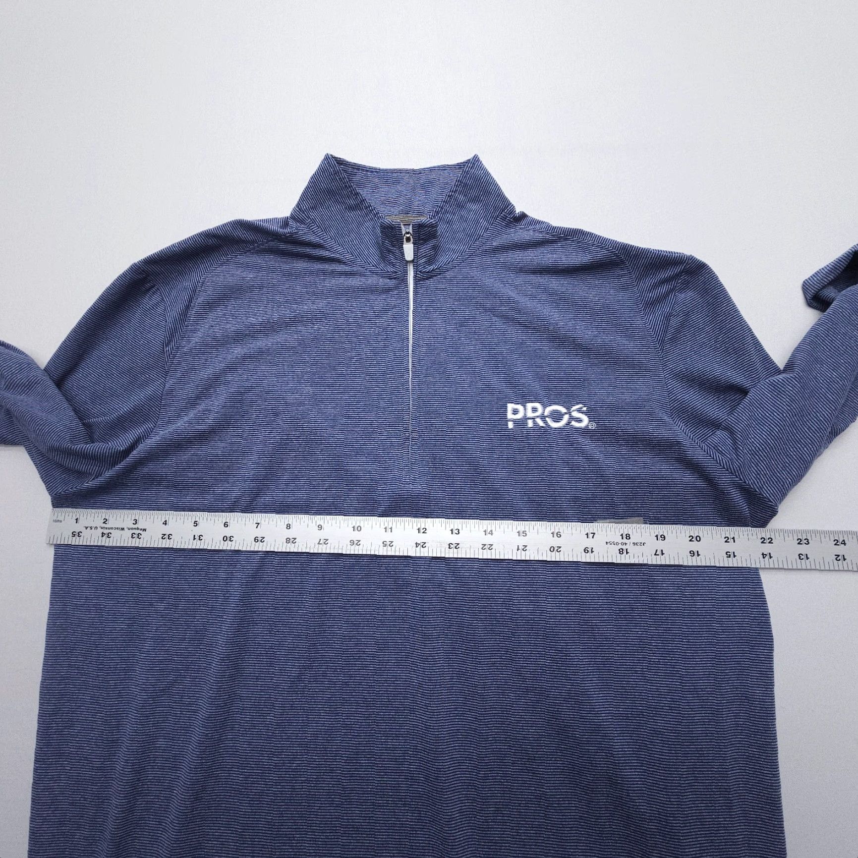 johnnie-O johnnie-O 1/4 Zip Long Sleeve Pullover Mens Large Golf Active Blue Striped Stretch Performance Regular Size US L / EU 52-54 / 3 - 7 Thumbnail