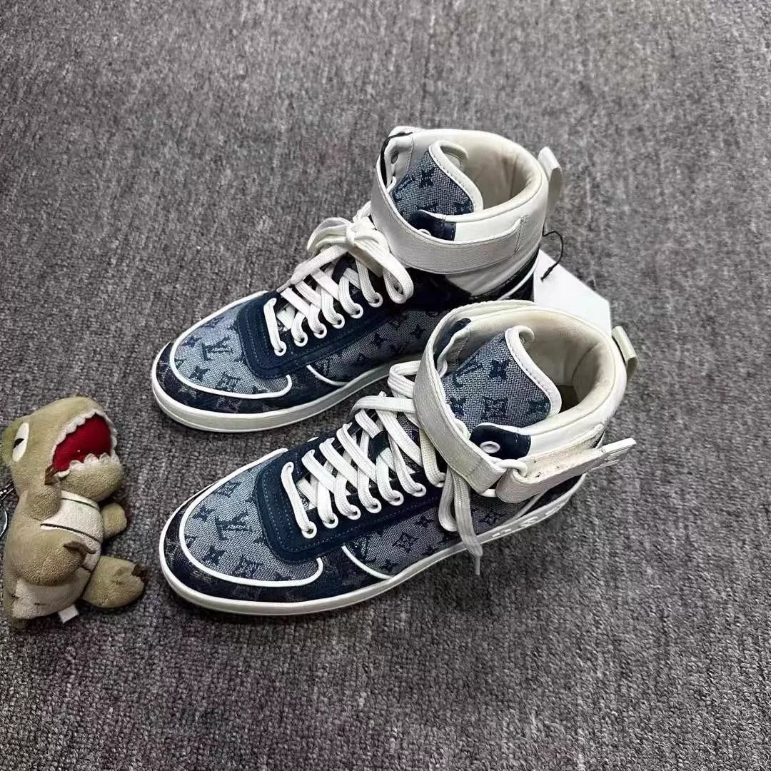 Louis Vuitton LV Denim Monogram High-Top Sneaker 37.5 99 New Size US 7 / IT 37 - 1 Thumbnail