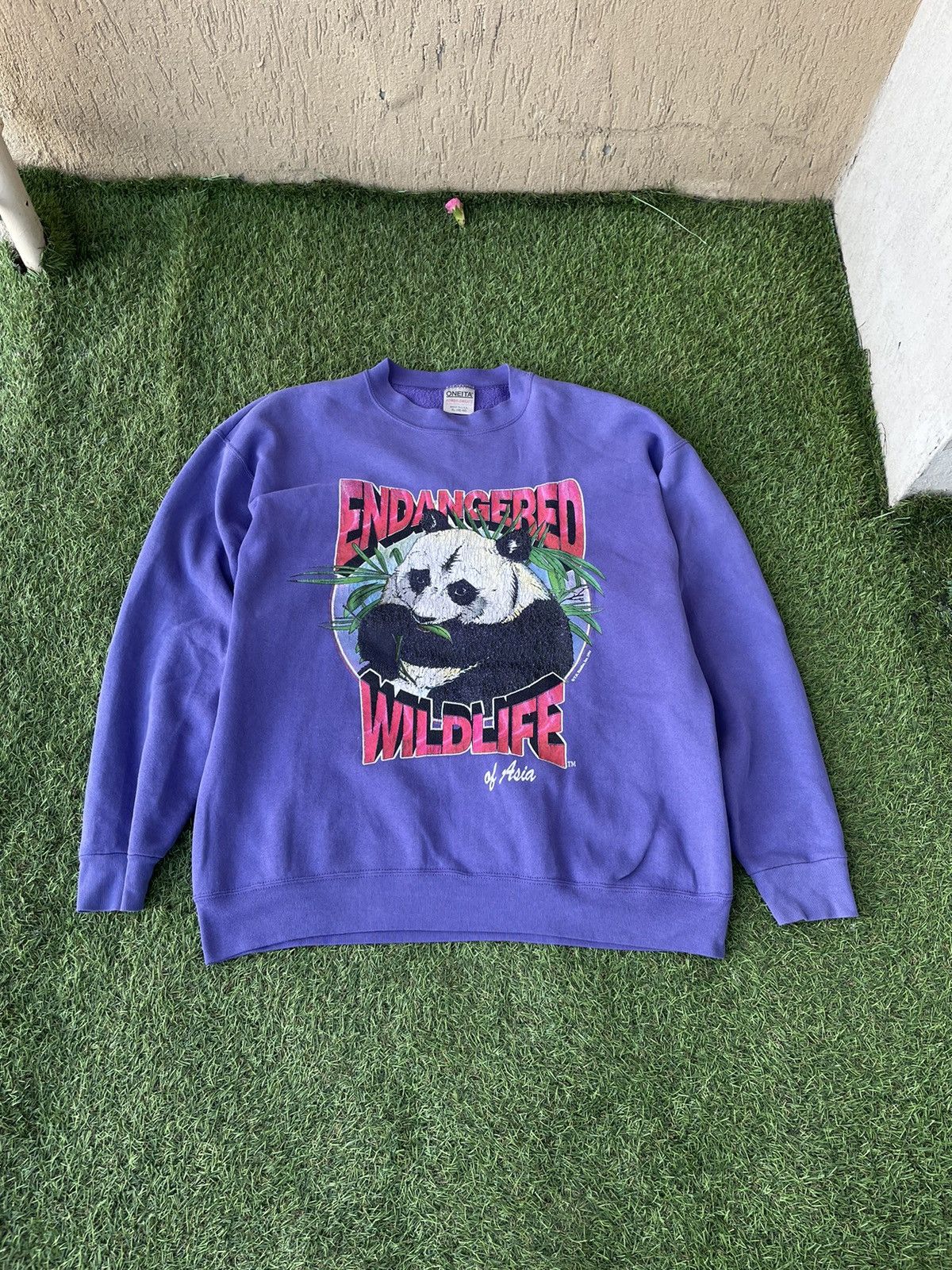 Japanese Brand × Vintage 90s fire Crewneck endagered species of Asia panda garden Size US XL / EU 56 / 4 - 2 Thumbnail