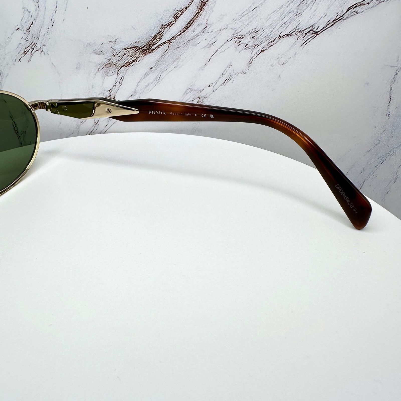 Prada NEW PRADA Sunglasses Gold Metal Oval Round PR65ZS Green Lens Size ONE SIZE - 9 Thumbnail