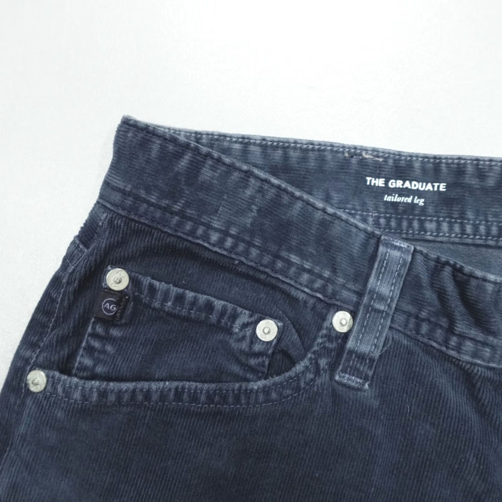 Vintage AG Adriano Goldschmied Jeans The Graduate Tailored Leg Men’s 31x30 Corduroy Blue Size US 31 - 2 Thumbnail