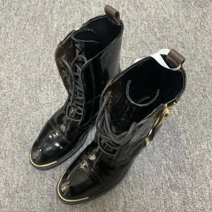 Louis Vuitton Louis Vuitton Black Patent Leather Ankle Boots -2508 Size US 5.5 / EU 38 - 1 Thumbnail