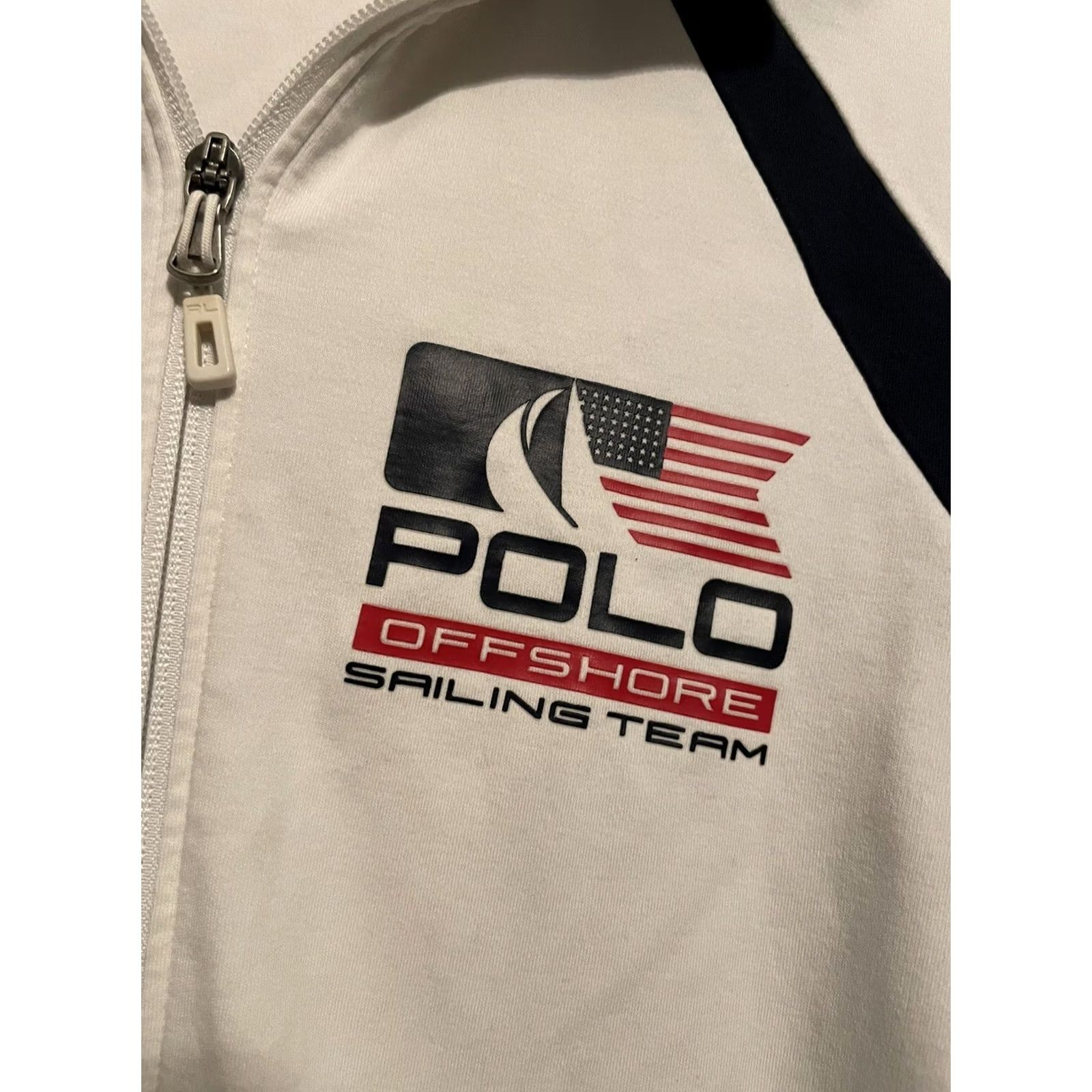 Polo Ralph Lauren Polo Ralph Lauren Sailing USA Jacket Mens M White Zip Full Sweatshirt Size US M / EU 48-50 / 2 - 2 Thumbnail