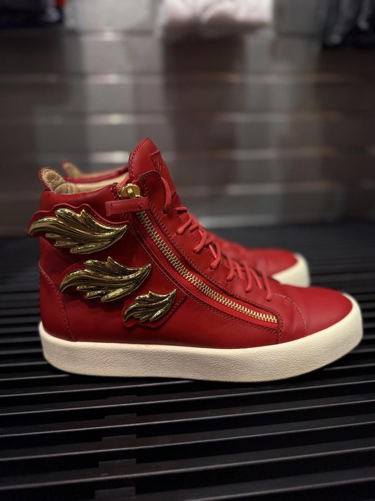 Giuseppe Zanotti Giuseppe Zanotti Size 44EU/11US Red Leather Wings Sneakers Size US 11 / EU 44 - 1 Thumbnail