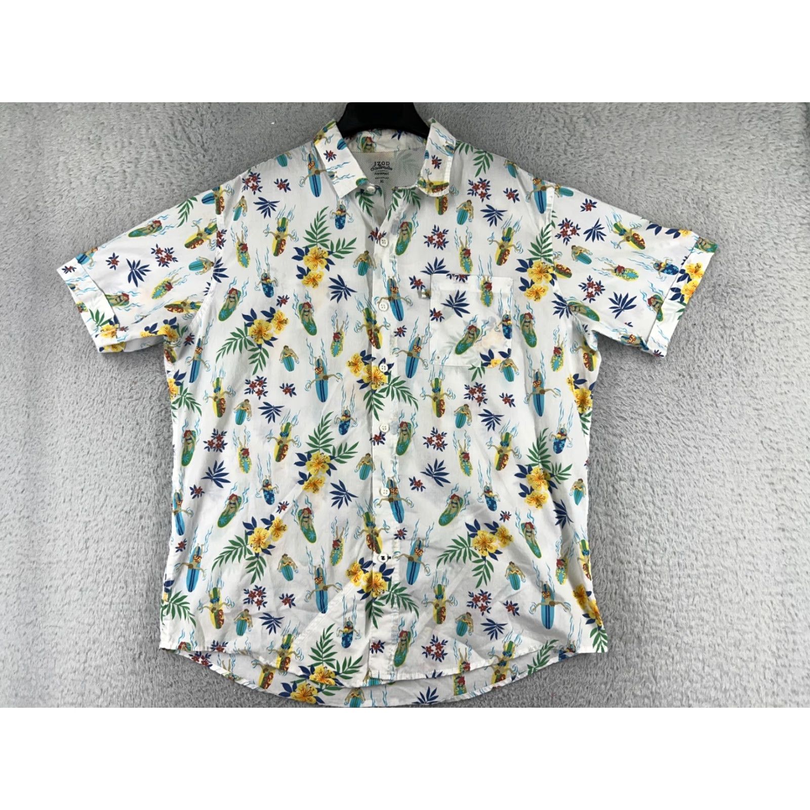 Izod IZOD Shirt Mens XL White Floral Surfers Palm All Over Print Flower Hawaiian Button-Up Size US XL / EU 56 / 4 - 2 Thumbnail