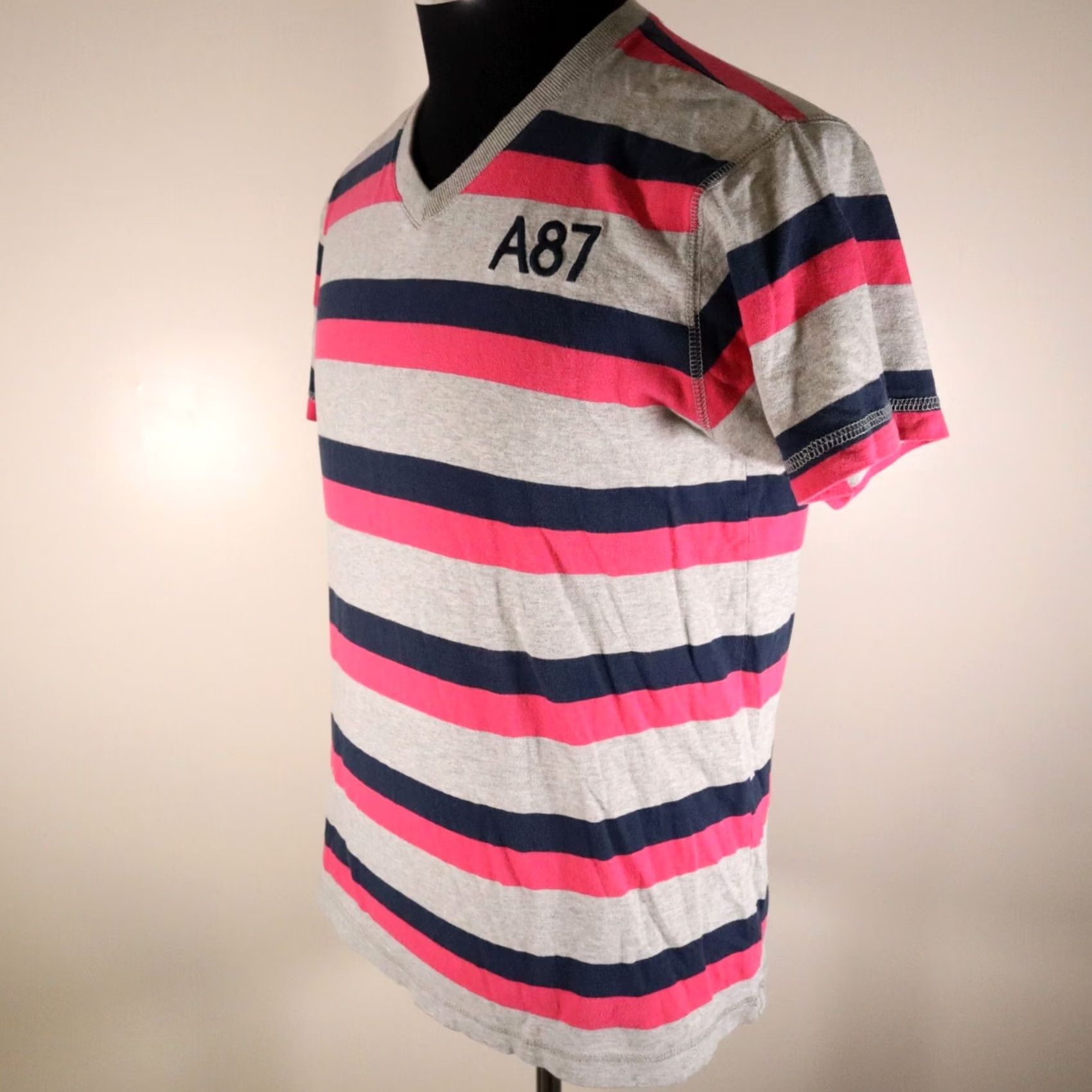 Vintage Aéropostale Shirt Mens Medium Casual V-Neck Striped Short Sleeve Tee Size US M / EU 48-50 / 2 - 6 Thumbnail