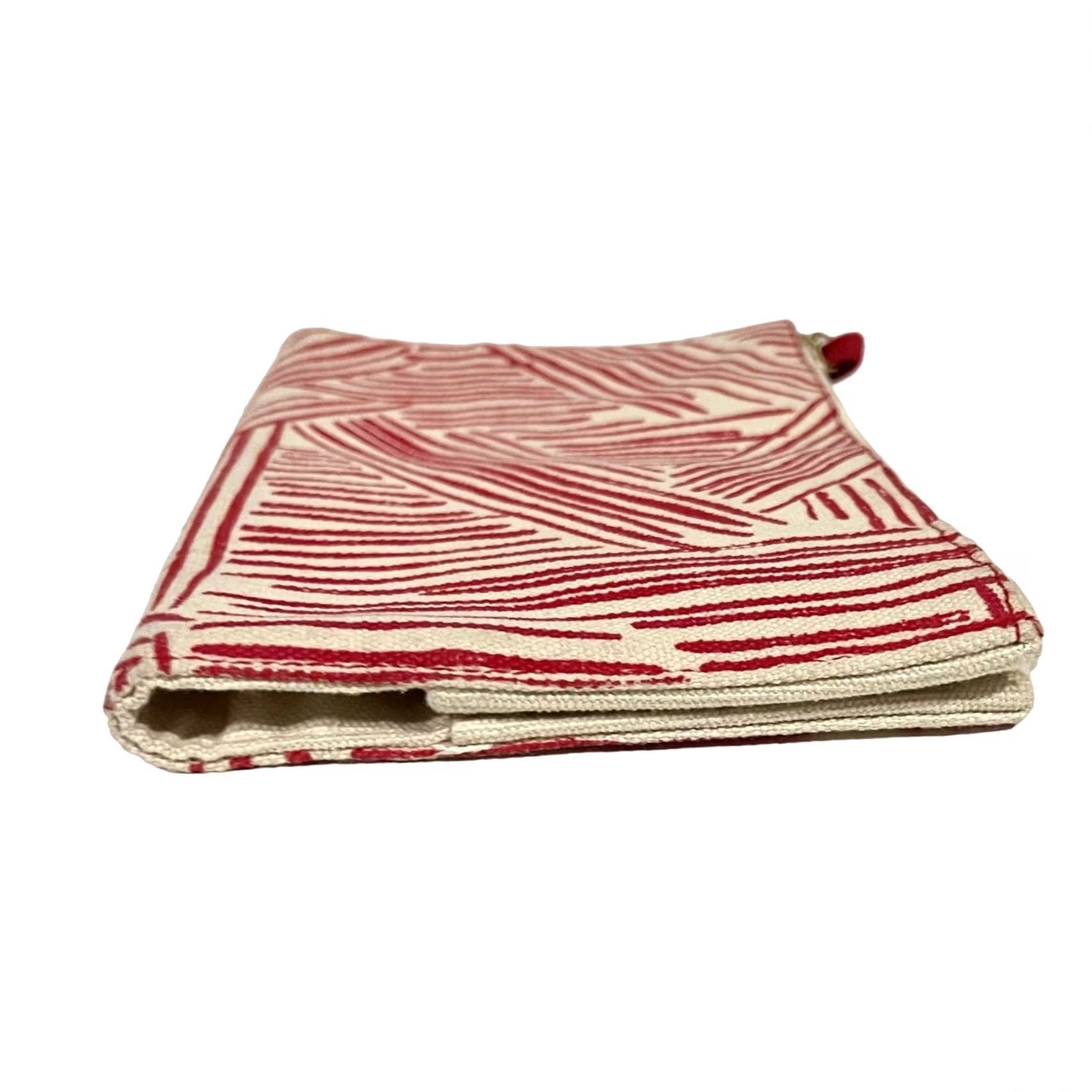 Vintage Mara mi Wallet Pouch Organizer Red Beige Canvas Bi-Fold Zipper Purse Size ONE SIZE - 2 Thumbnail