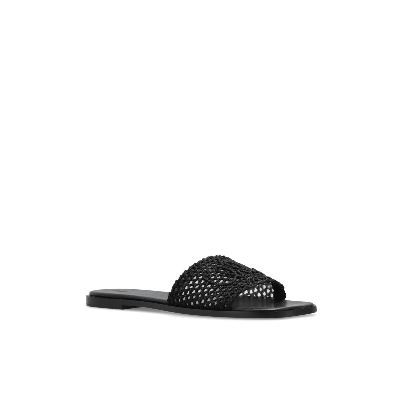 Chloe Flower Black Mesh Flip Flops New & Authentic (Women's