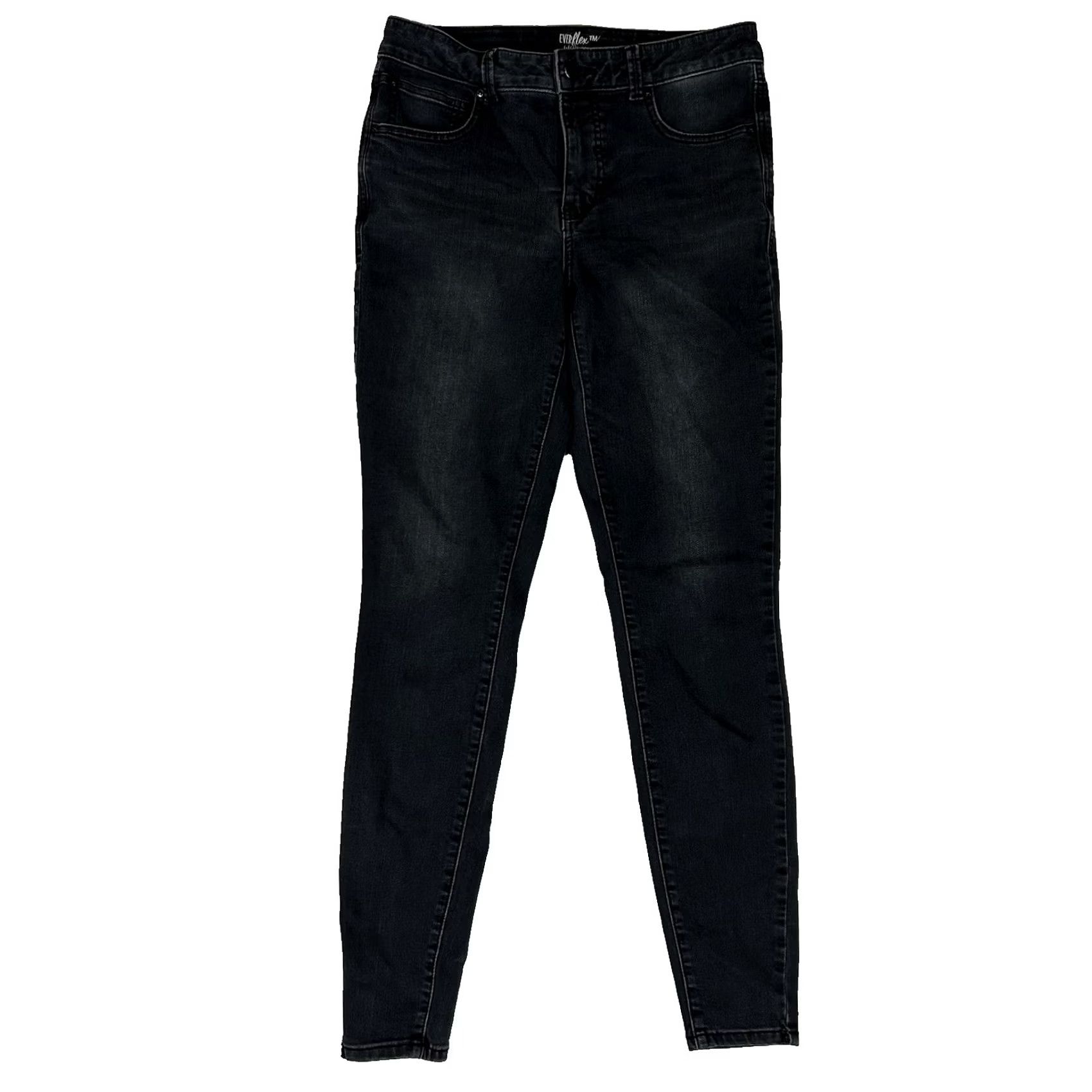 Vintage Maurices Everflex High Rise Skinny Jeans Women's 10 Black Denim Stretch 10L Long Size 32" / US 10 / IT 46 - 2 Thumbnail