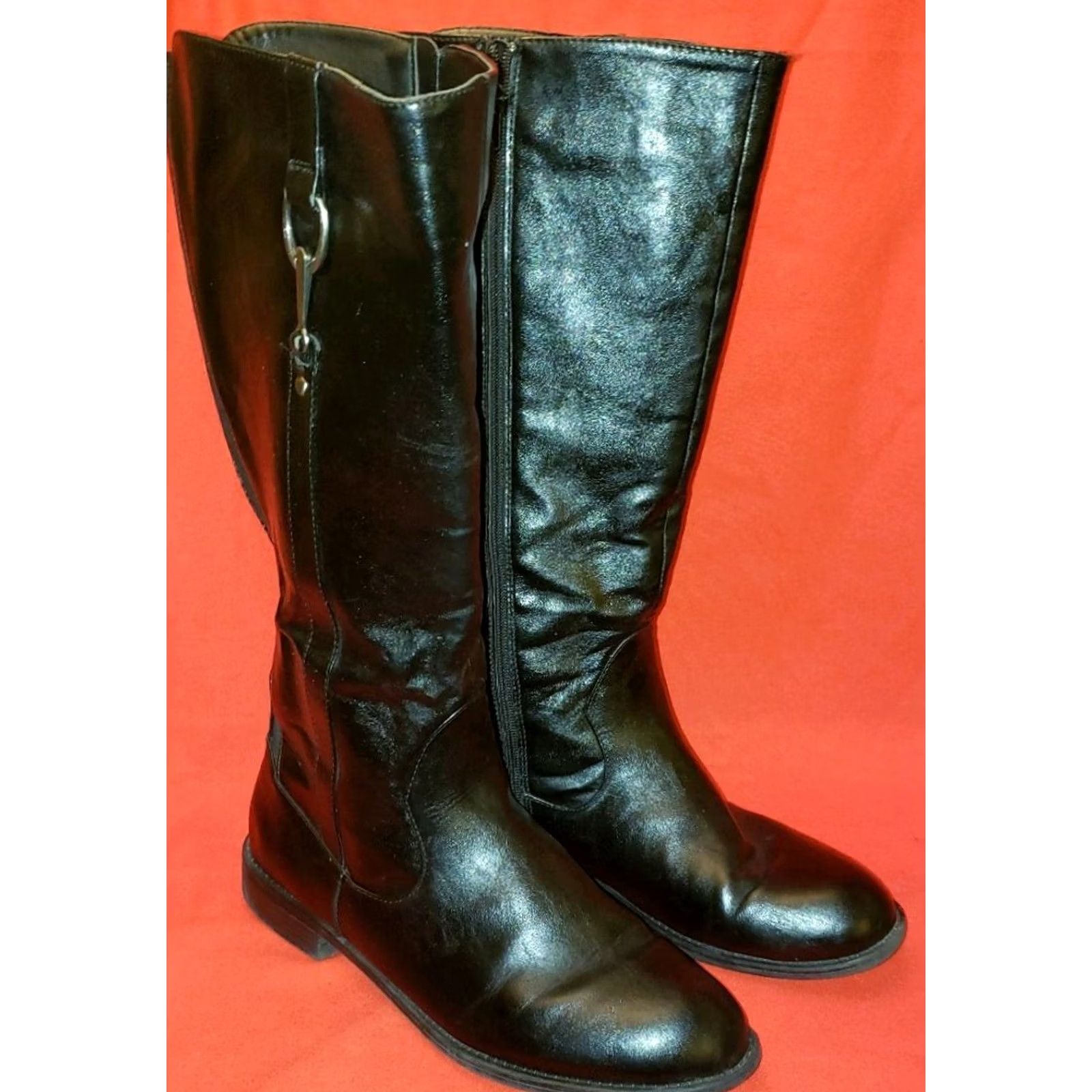 Marella Marbella Boots Women 11M Black Side Zipper Silver Horse Bit Knee-High Riding Boots Mens Womens Girls Boys Size US 9 / IT 39 - 2 Thumbnail