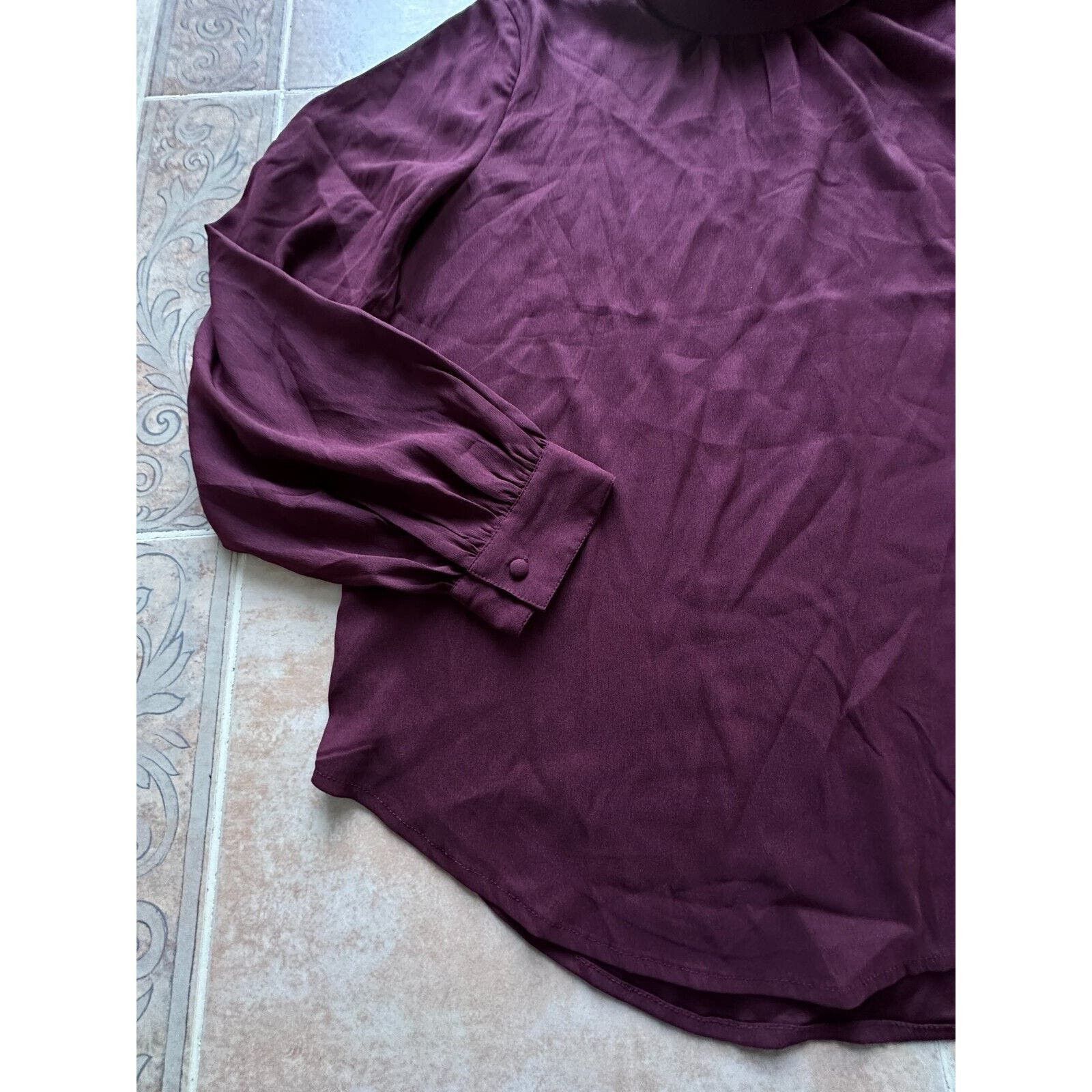 Ann Taylor Ann Taylor Long-sleeve Tunic blouse collared maroon Women M Size M / US 6-8 / IT 42-44 - 3 Thumbnail