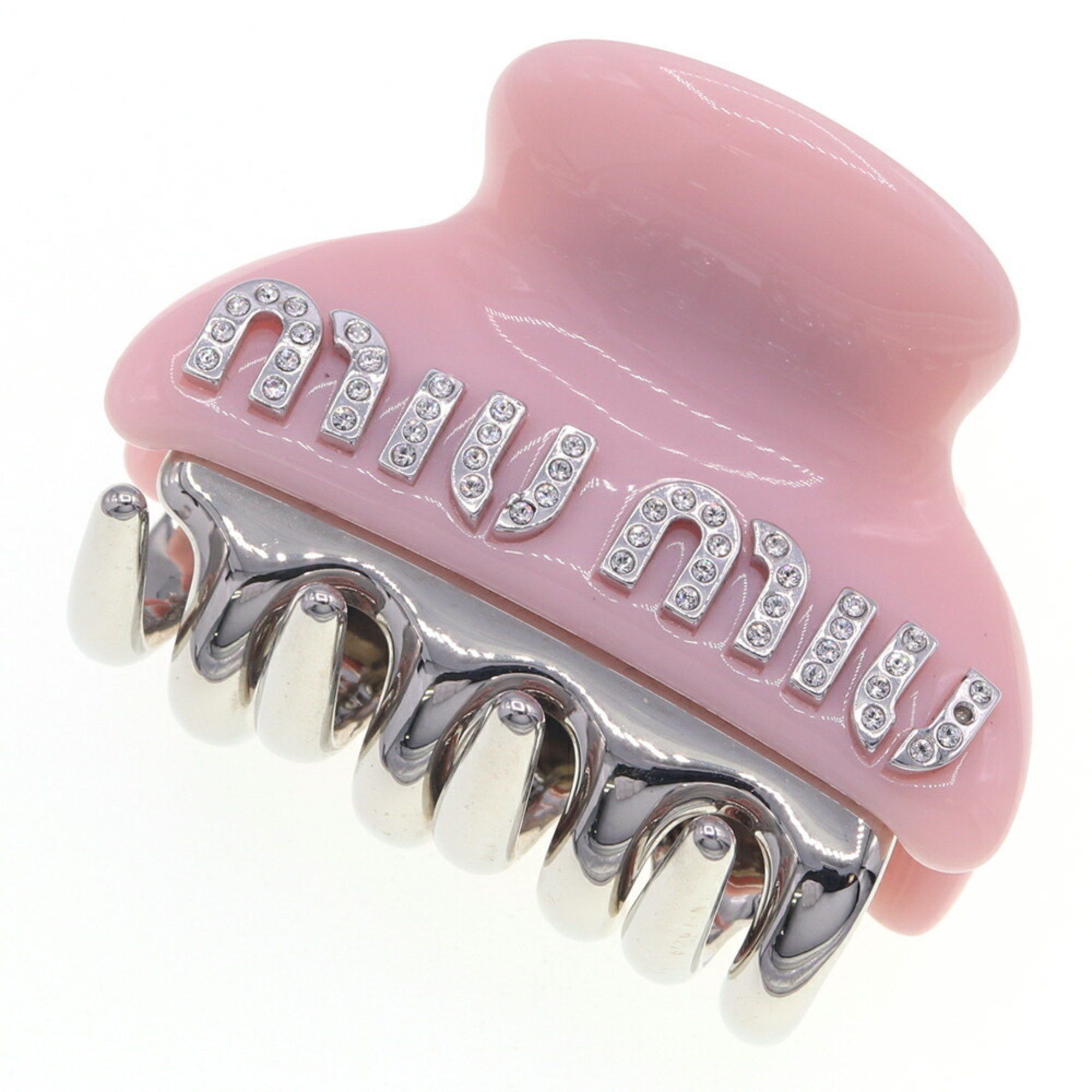 Miu Miu Miu Hair Clip 5IF068 Pink Silver Crystal Women's MIU